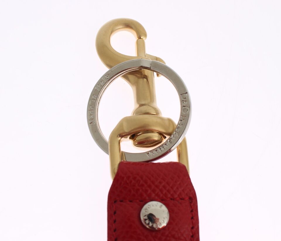 Dolce & Gabbana Yellow Leather Gold Raffia Clasp Finder Chain Keyring Glam Steals