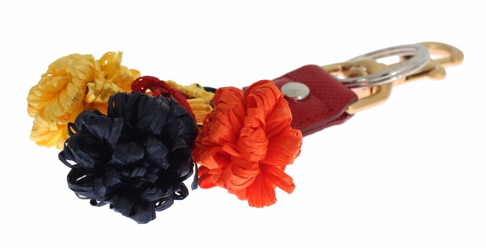 Dolce & Gabbana Yellow Leather Gold Raffia Clasp Finder Chain Keyring Glam Steals