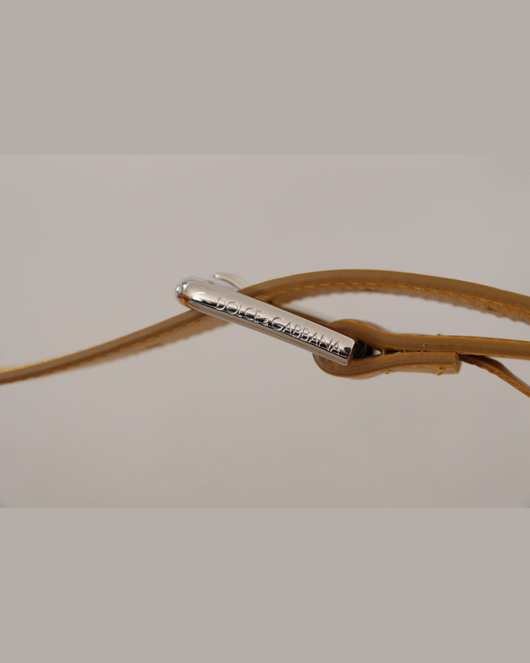 Dolce & Gabbana Yellow Leather Silver Tone Logo Metal Buckle Belt Belts