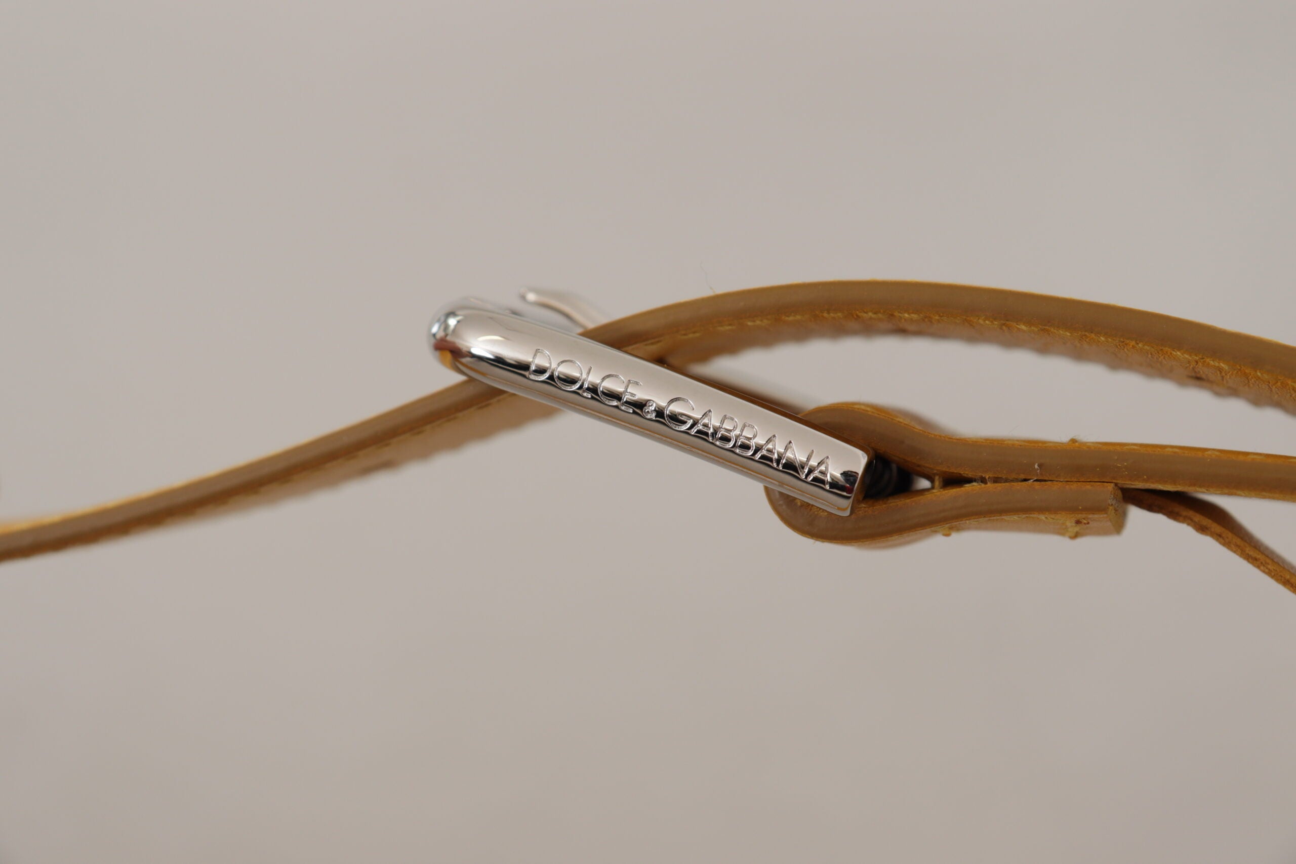 Dolce & Gabbana Yellow Leather Silver Tone Logo Metal Buckle Belt Glam Steals