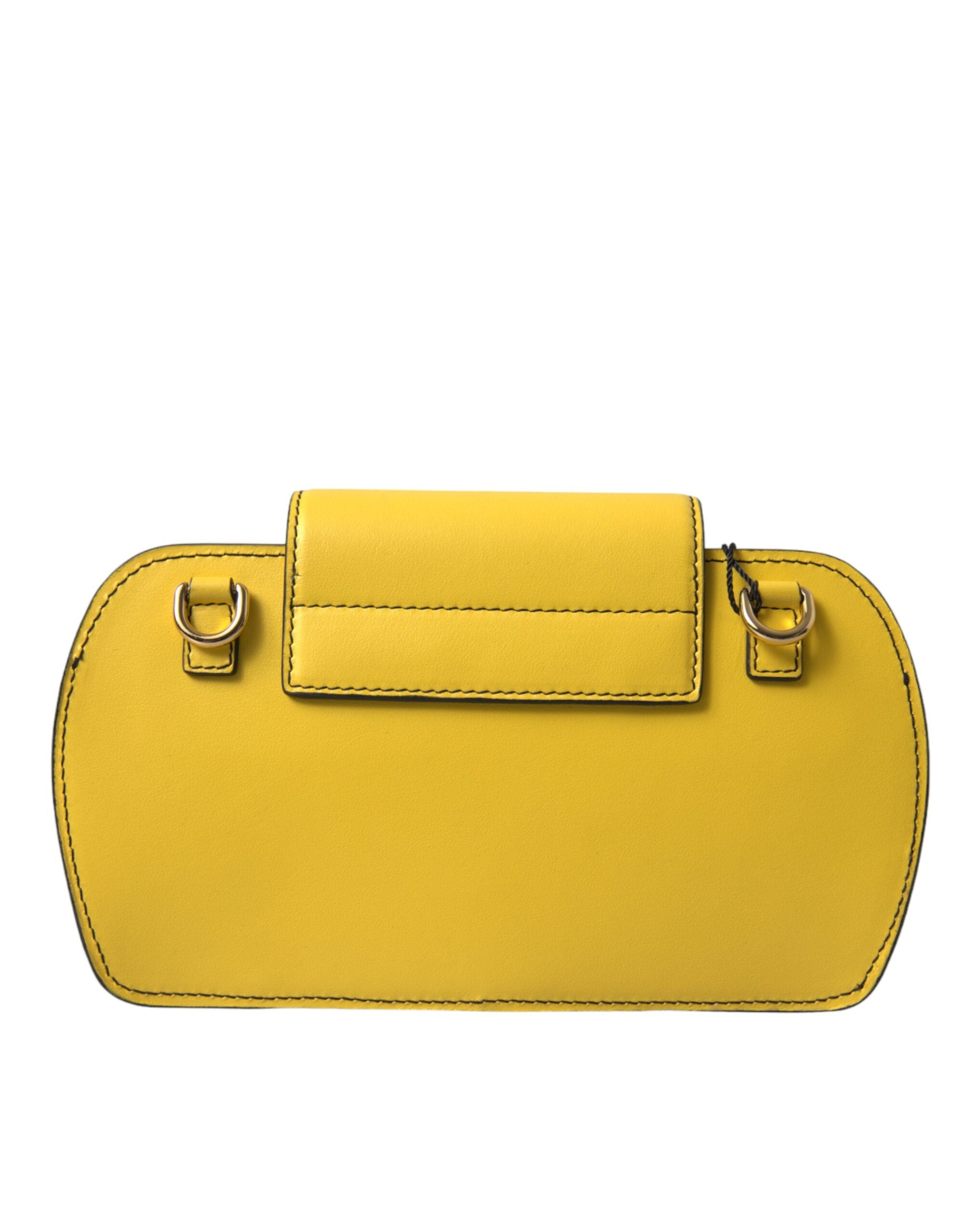 Dolce & Gabbana Yellow Leather Smooth Dg Logo Clutch Crossbody Case Bag Glam Steals