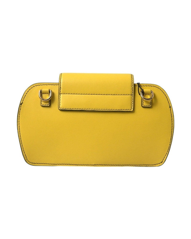 Dolce & Gabbana Yellow Leather Smooth Dg Logo Clutch Crossbody Case Bag Glam Steals