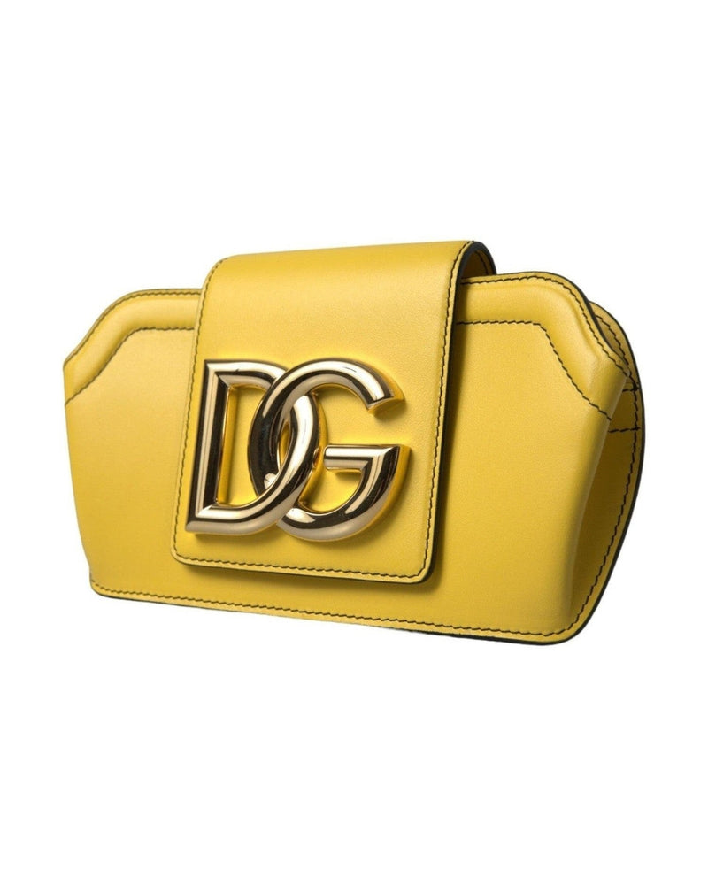 Dolce & Gabbana Yellow Leather Smooth Dg Logo Clutch Crossbody Case Bag Glam Steals
