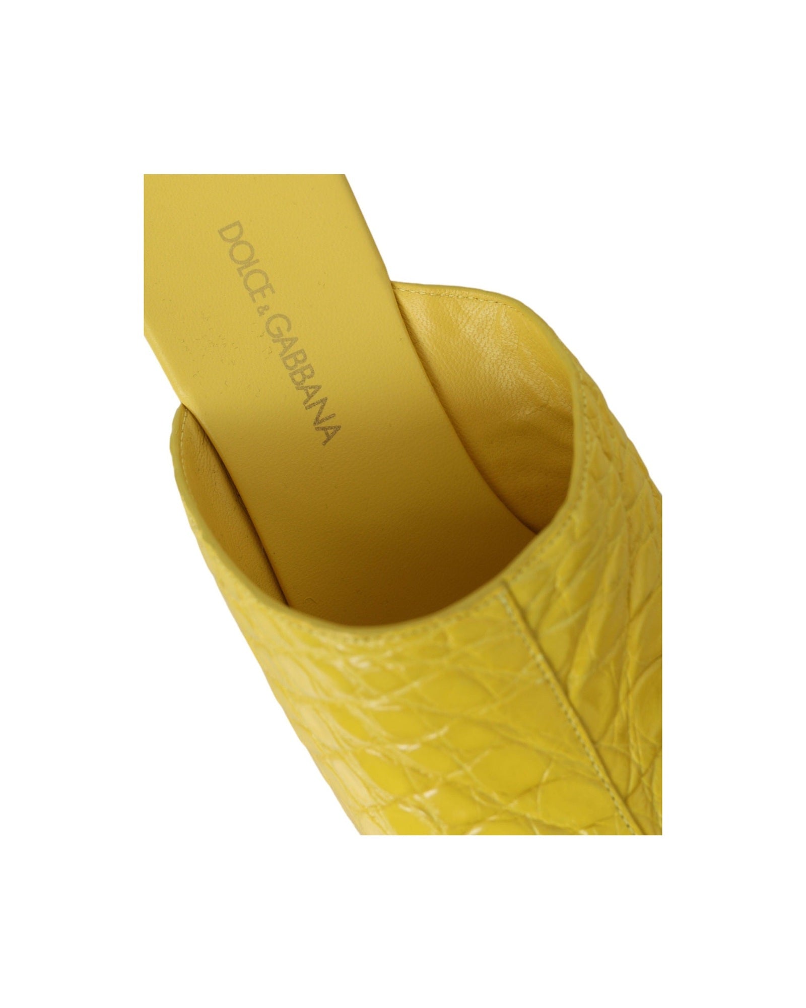 Dolce & Gabbana Yellow Leather Wood Mule Wedge Slides Shoes Glam Steals