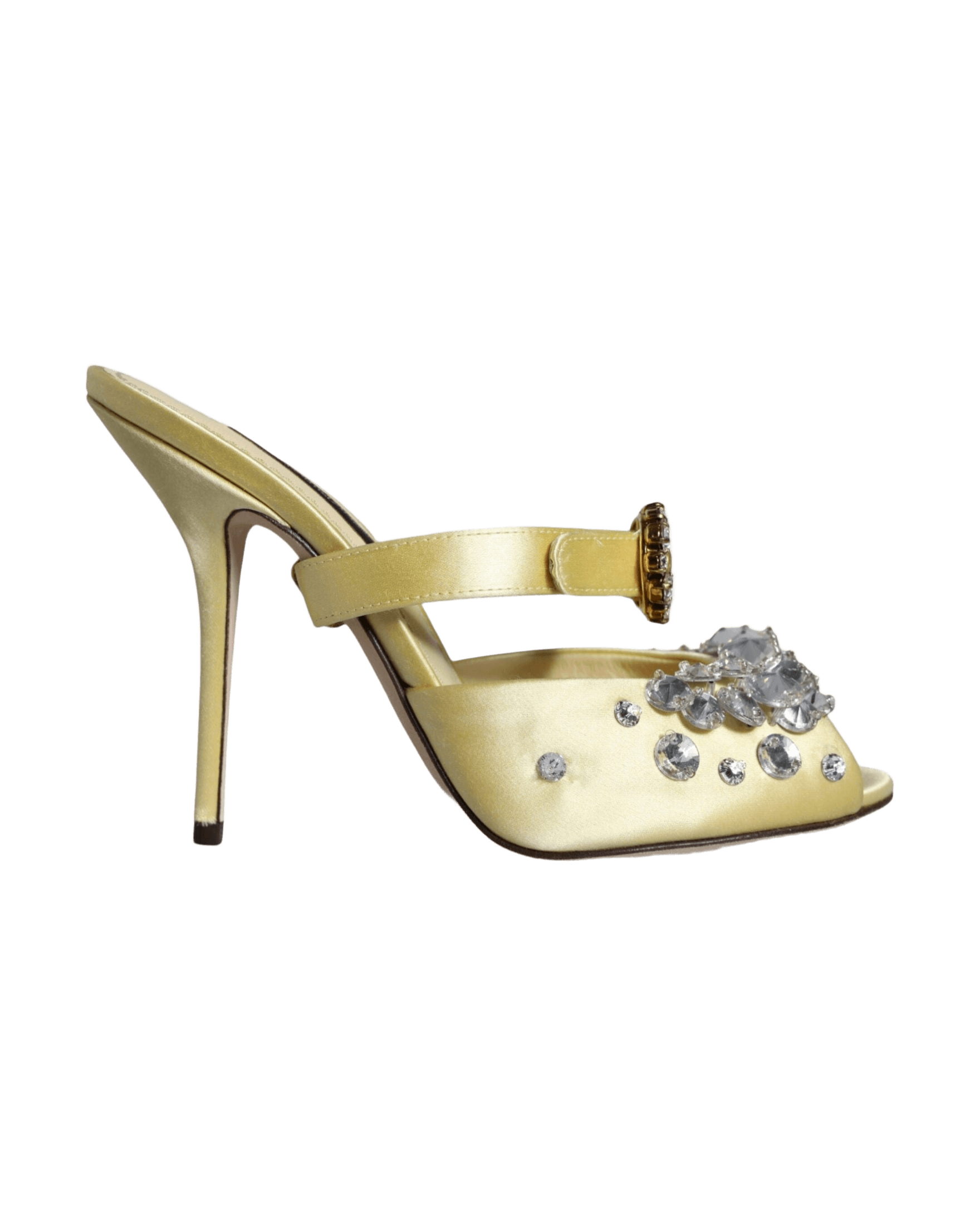 Dolce & Gabbana Yellow Mary Janes Satin Crystal Sandals Shoes Glam Steals