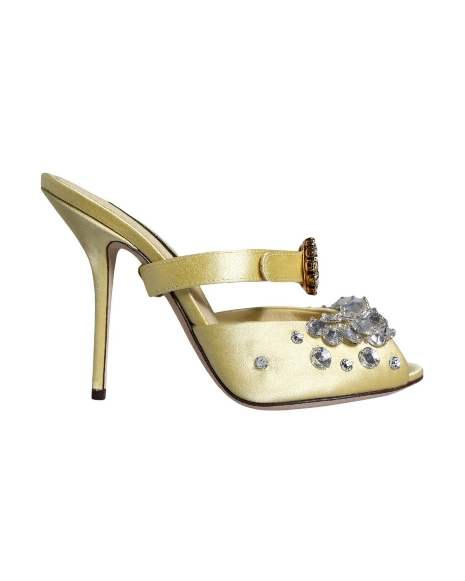 Dolce & Gabbana Yellow Mary Janes Satin Crystal Sandals Shoes Glam Steals