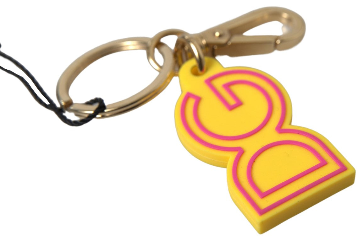 Dolce & Gabbana Yellow Rubber Dg Logo Gold Brass Metal Keyring Keychain Glam Steals