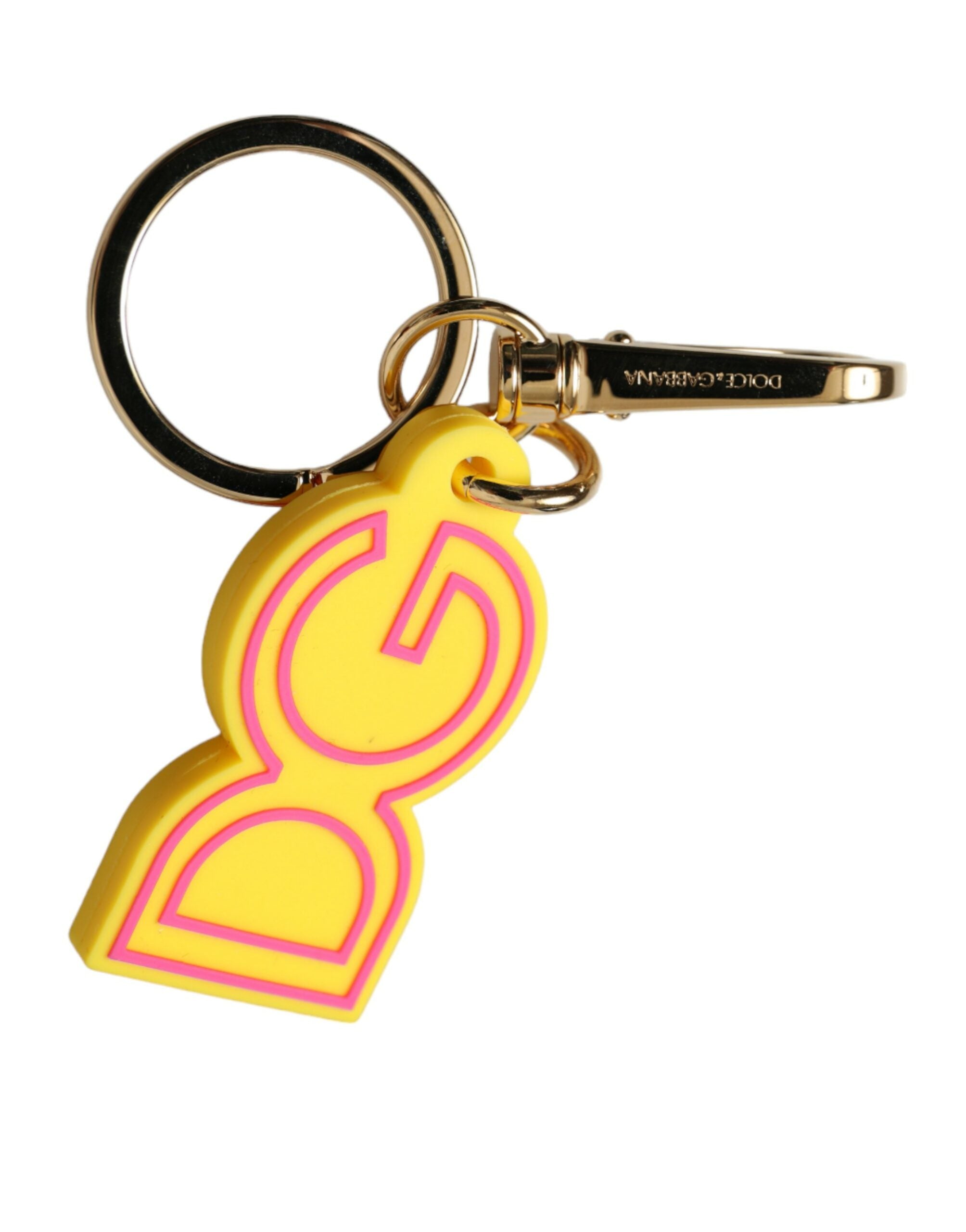 Dolce & Gabbana Yellow Rubber Gold Tone Metal Dg Logo Keyring Keychain Glam Steals