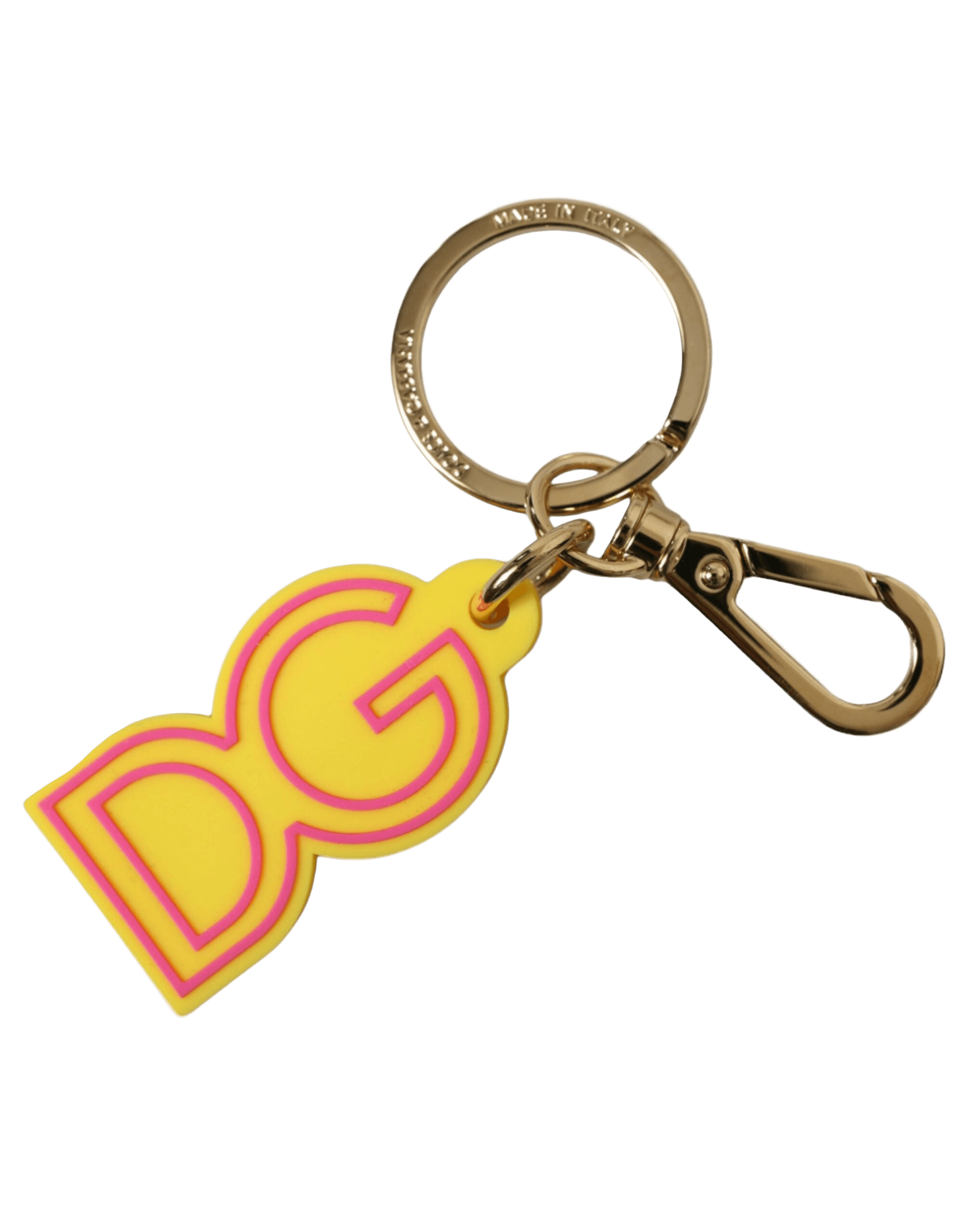 Dolce & Gabbana Yellow Rubber Gold Tone Metal Dg Logo Keyring Keychain Glam Steals