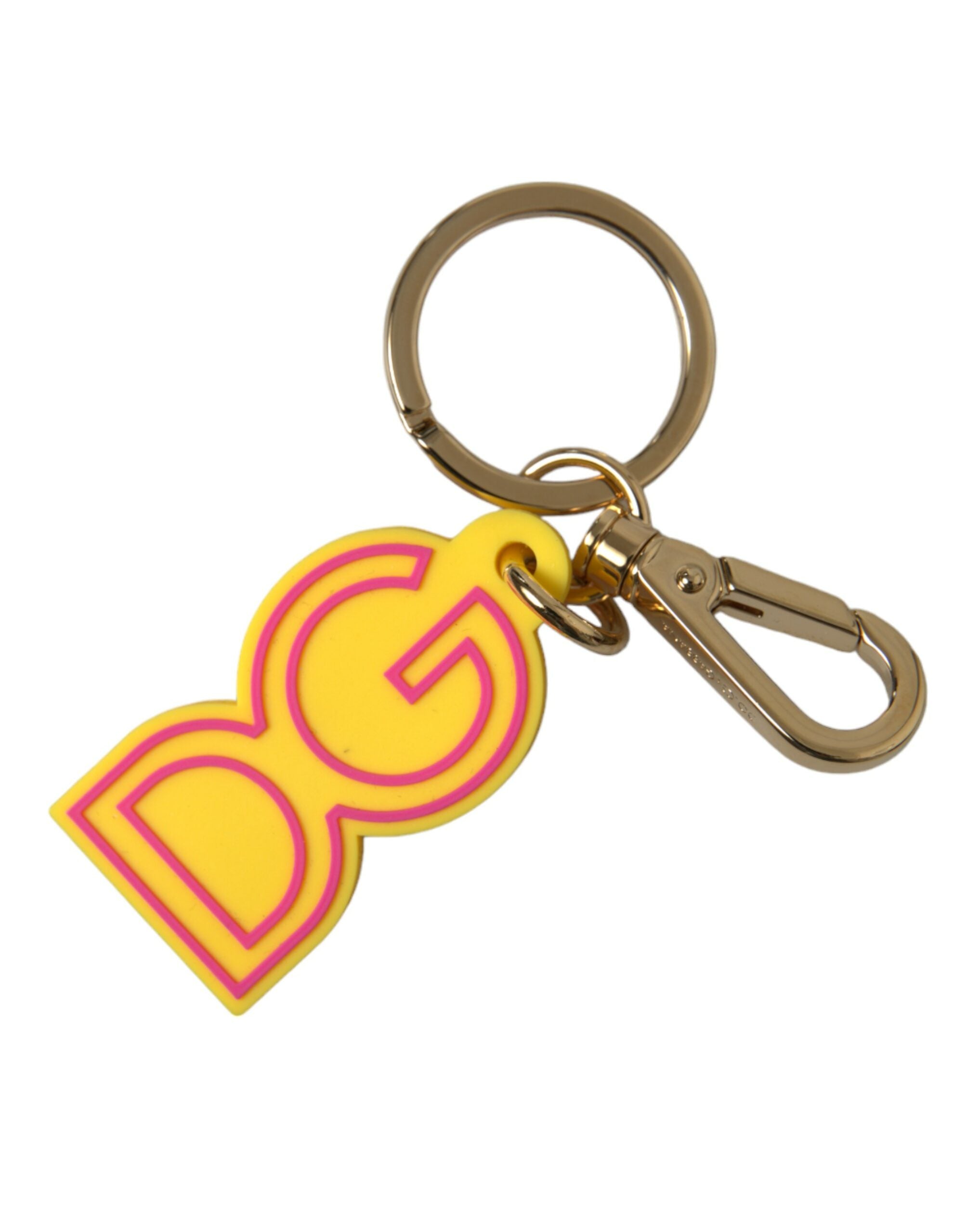 Dolce & Gabbana Yellow Rubber Gold Tone Metal Dg Logo Keyring Keychain Glam Steals
