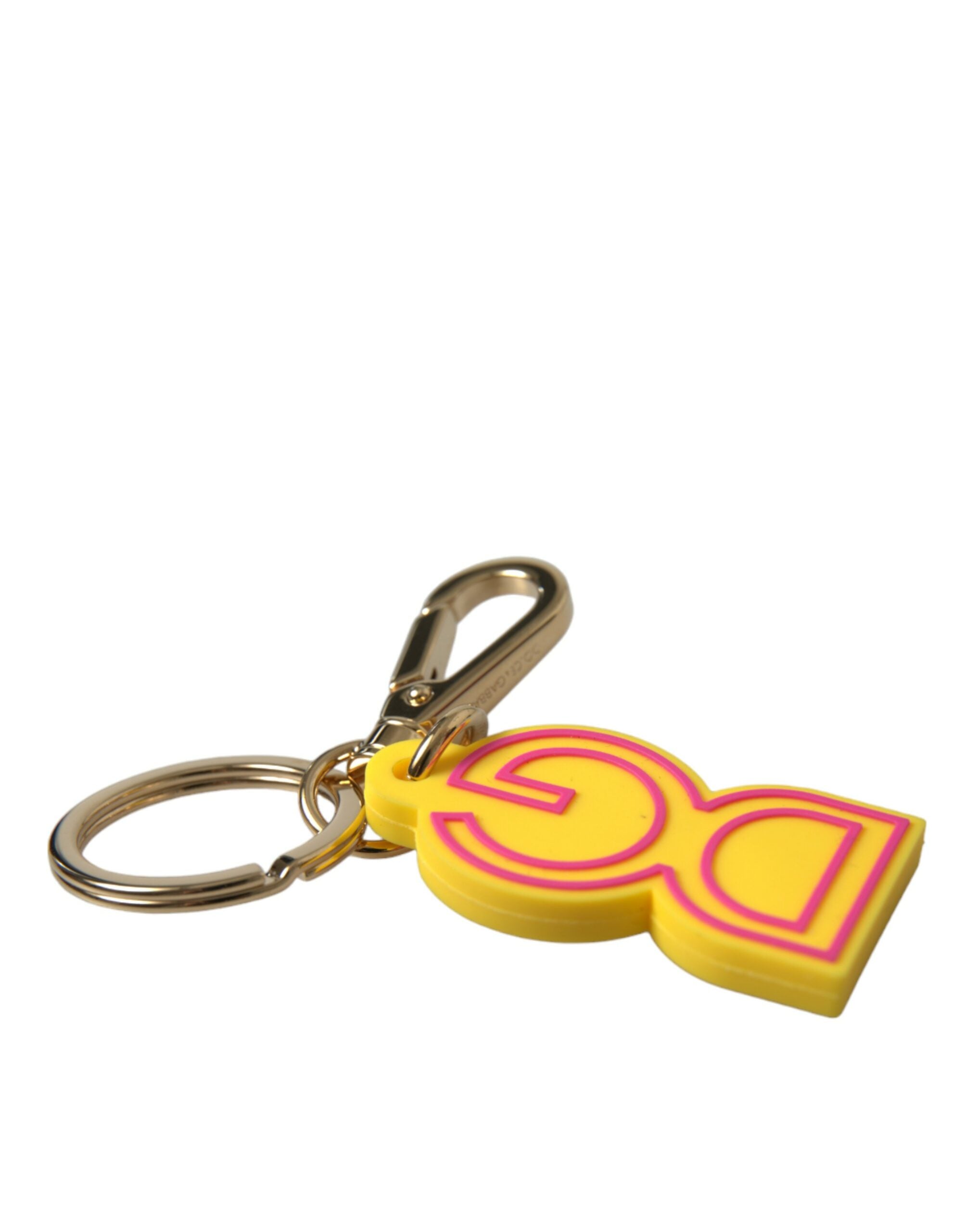 Dolce & Gabbana Yellow Rubber Gold Tone Metal Dg Logo Keyring Keychain Glam Steals