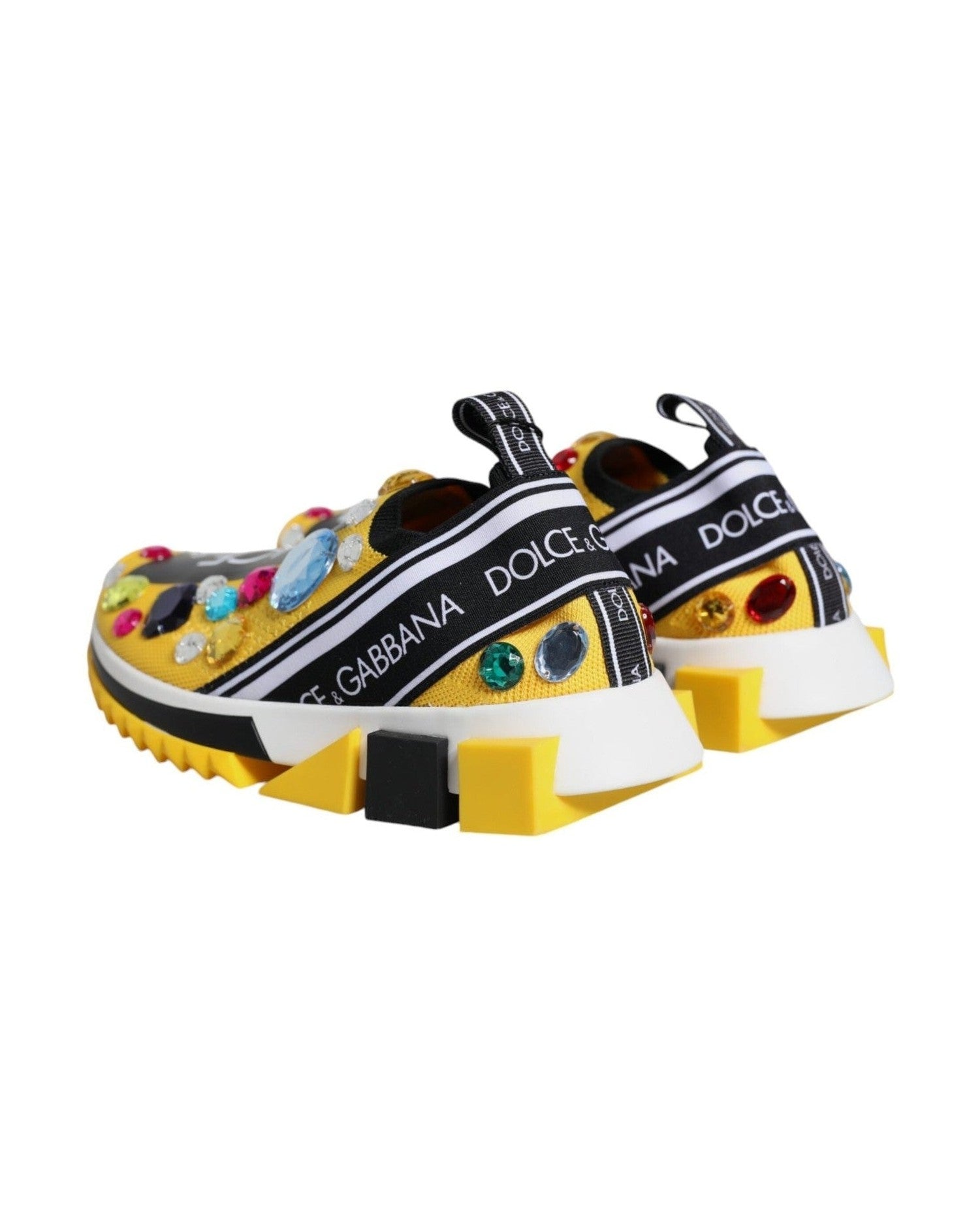 Dolce & Gabbana Yellow Sorrento Crystals Low Top Sneakers Shoes Sneakers