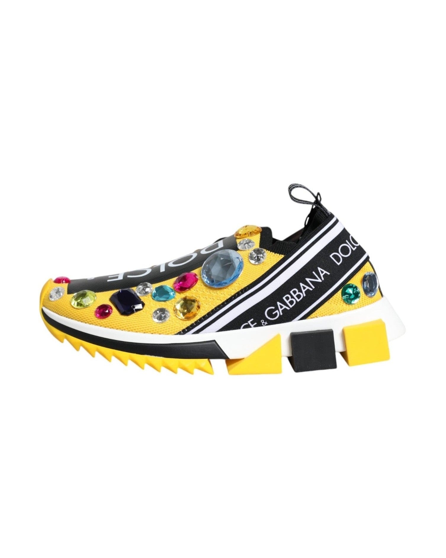 Dolce & Gabbana Yellow Sorrento Crystals Low Top Sneakers Shoes Sneakers