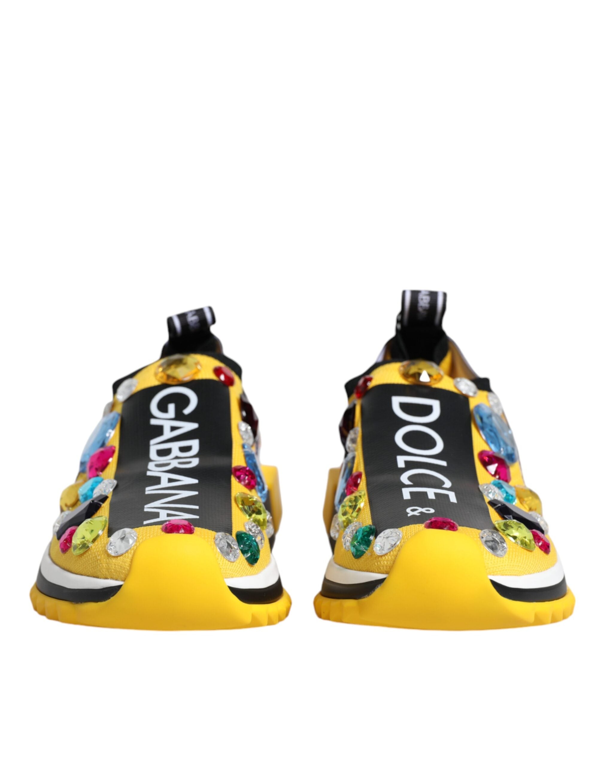 Dolce & Gabbana Yellow Sorrento Crystals Low Top Sneakers Shoes Glam Steals