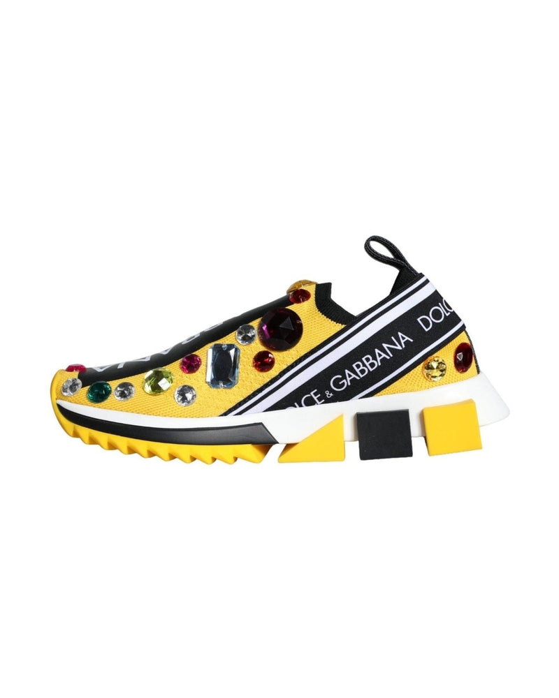 Dolce & Gabbana Yellow Sorrento Crystals Sneakers Womens Shoes Sneakers