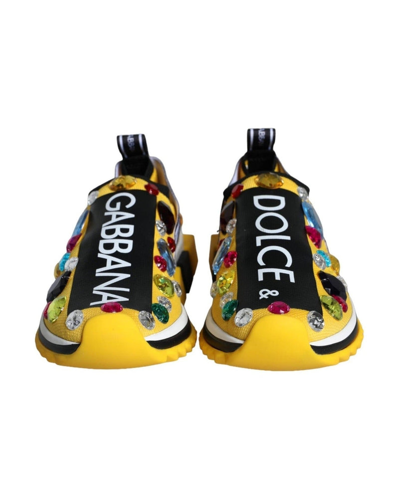 Dolce & Gabbana Yellow Sorrento Crystals Sneakers Womens Shoes Glam Steals