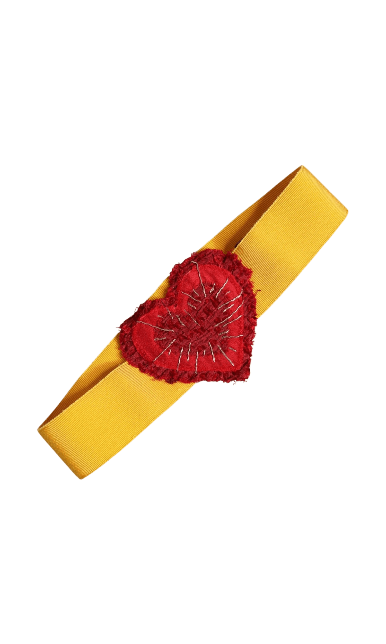 Dolce & Gabbana Yellow Stretch Wide Waist Heart Embellished Belt Glam Steals