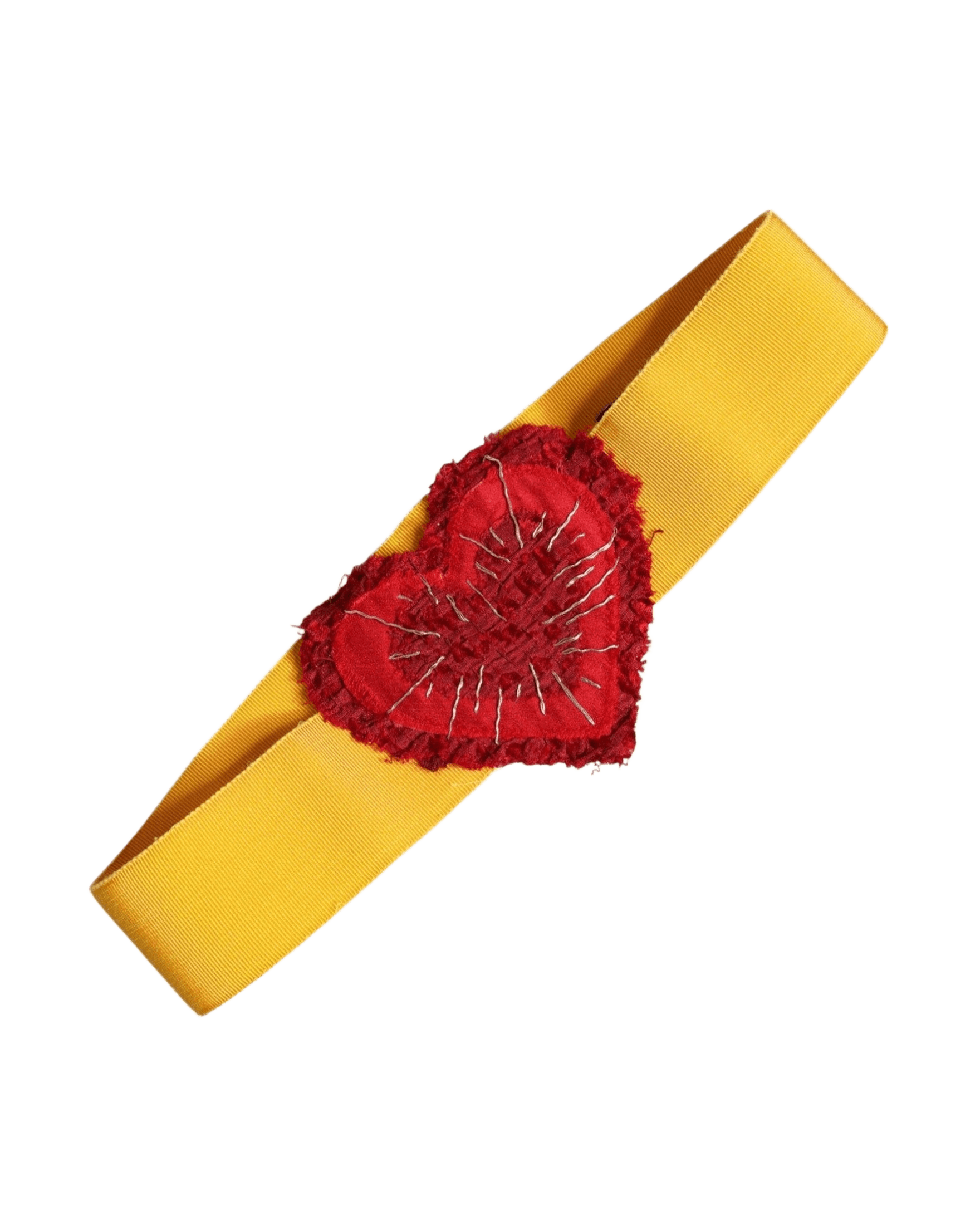 Dolce & Gabbana Yellow Stretch Wide Waist Heart Embellished Belt Glam Steals