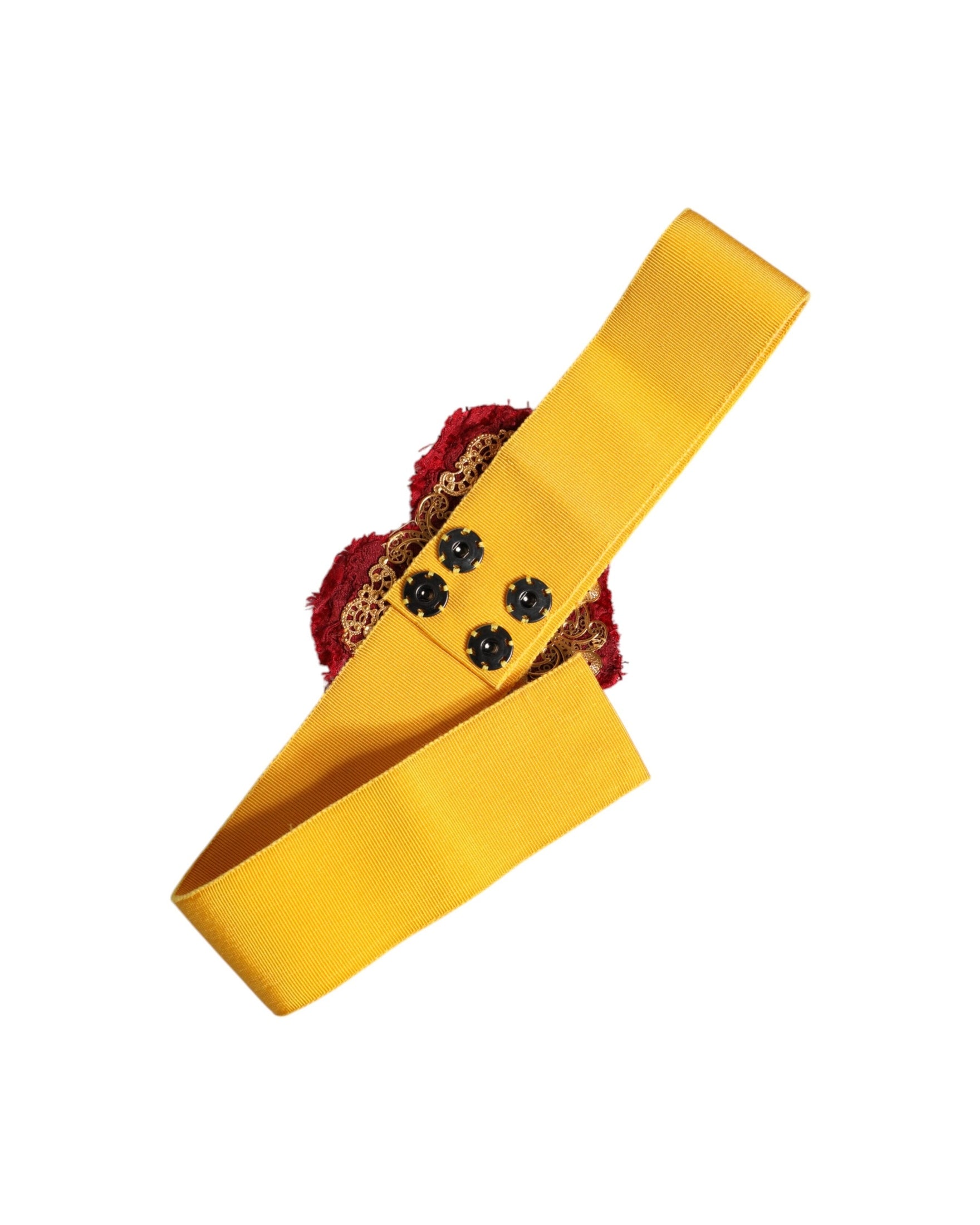 Dolce & Gabbana Yellow Stretch Wide Waist Heart Embellished Belt Glam Steals