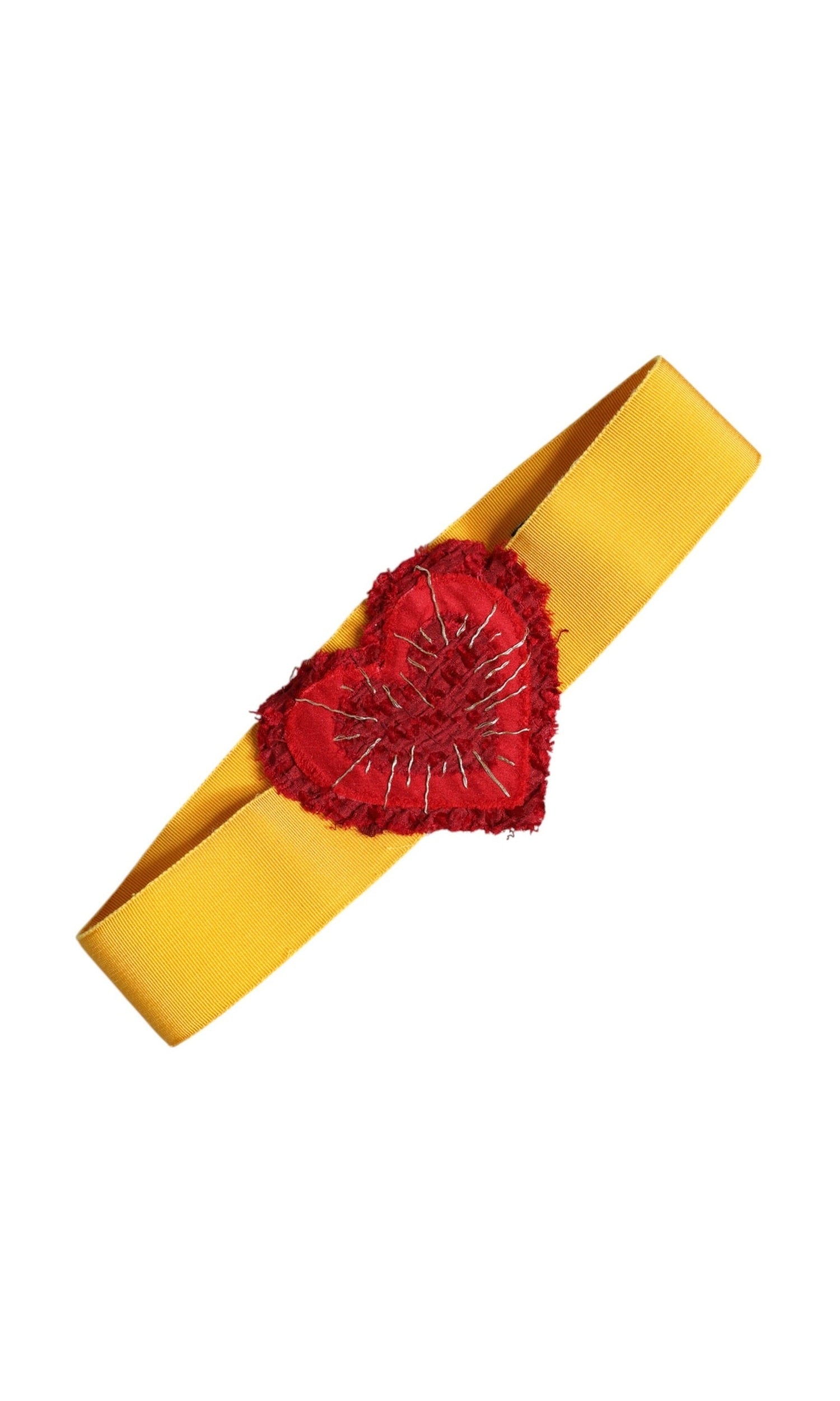 Dolce & Gabbana Yellow Stretch Wide Waist Heart Embellished Belt Glam Steals