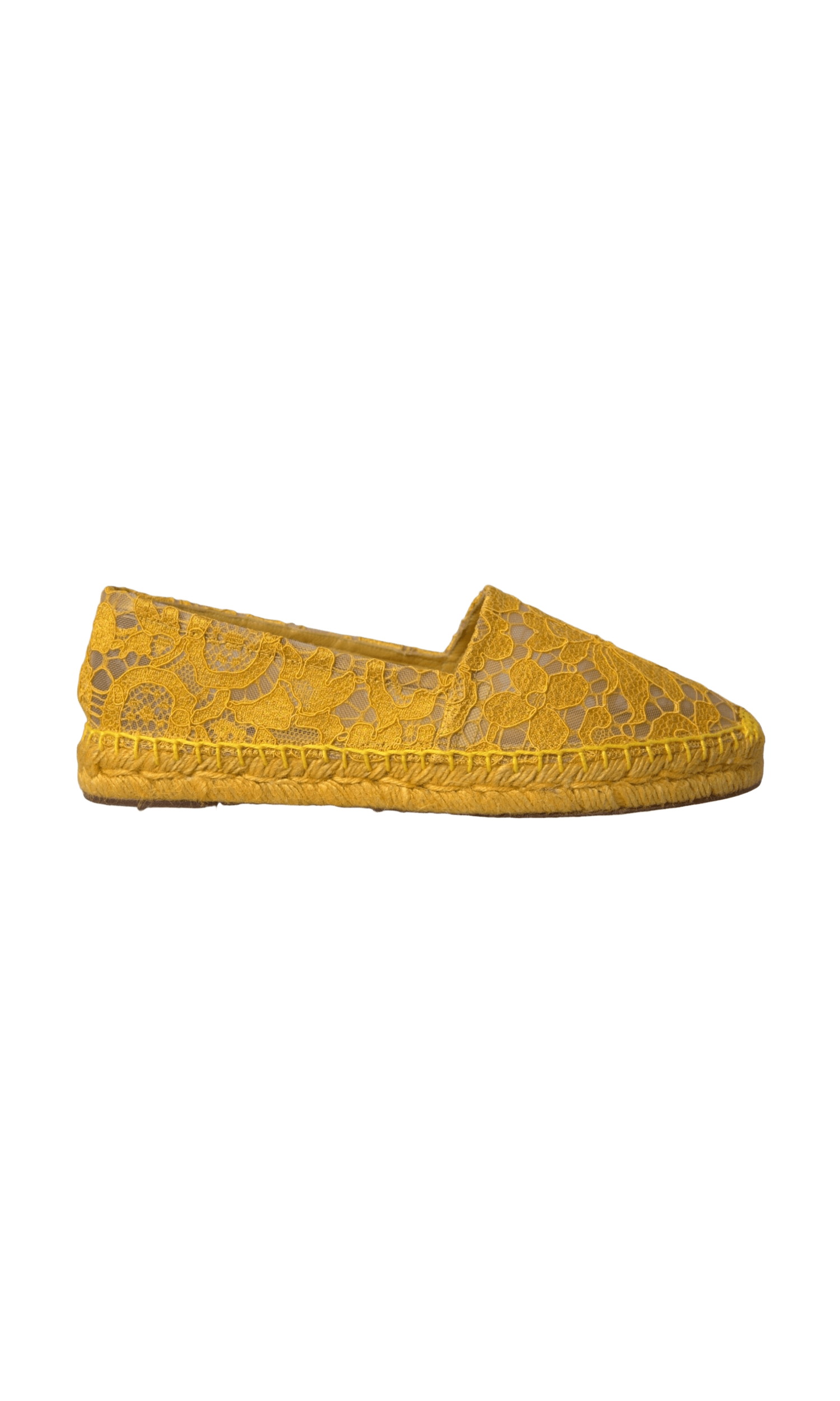 Dolce & Gabbana Yellow Taormina Lace Espadrille Loafers Flats Shoes Glam Steals