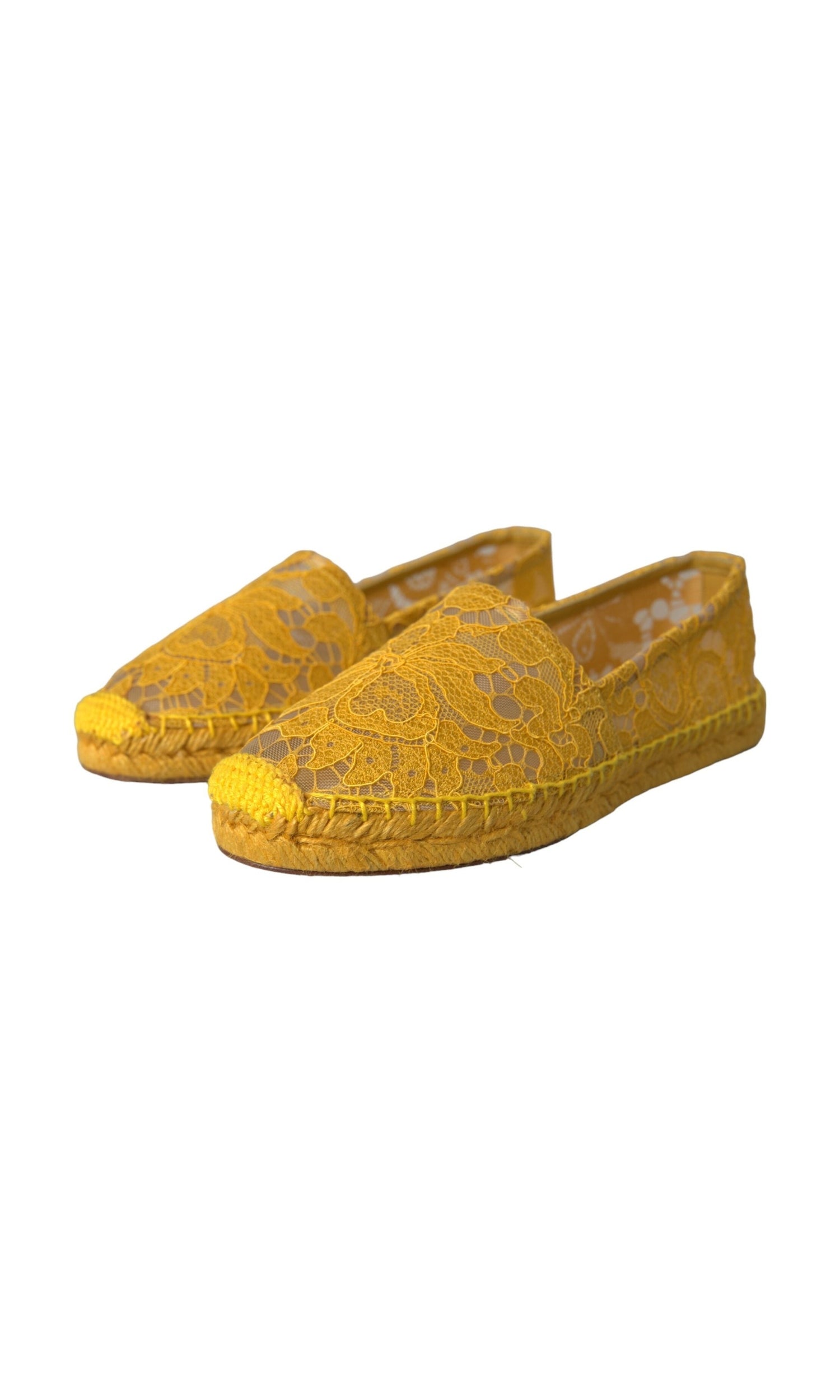 Dolce & Gabbana Yellow Taormina Lace Espadrille Loafers Flats Shoes Glam Steals