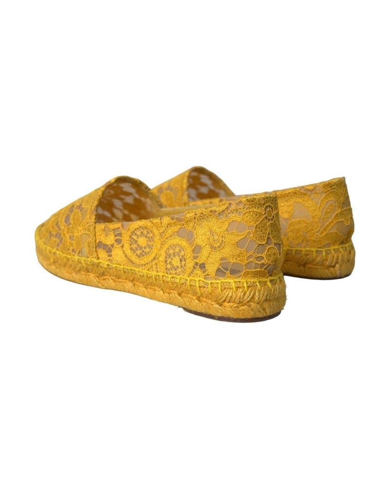 Dolce & Gabbana Yellow Taormina Lace Espadrille Loafers Flats Shoes Glam Steals