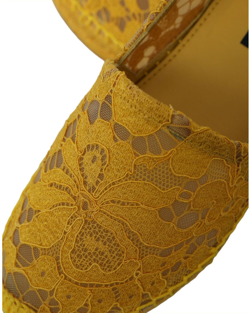 Dolce & Gabbana Yellow Taormina Lace Espadrille Loafers Flats Shoes Glam Steals
