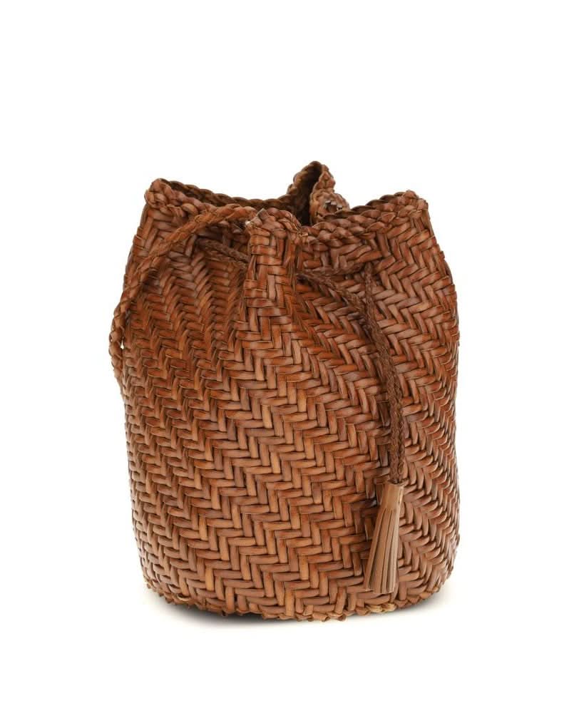 Dragon Diffusion Brown Leather Buffalo Backet Bag Glam Steals