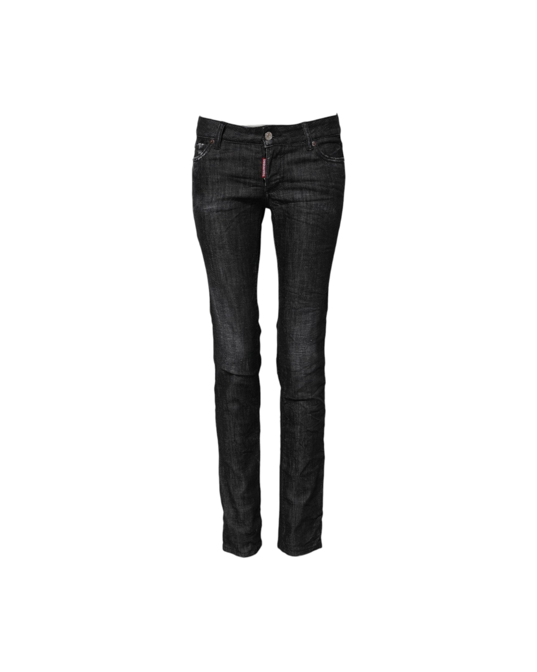 Dsquared² Black Cotton Low Waist Skinny Denim Jeans Glam Steals