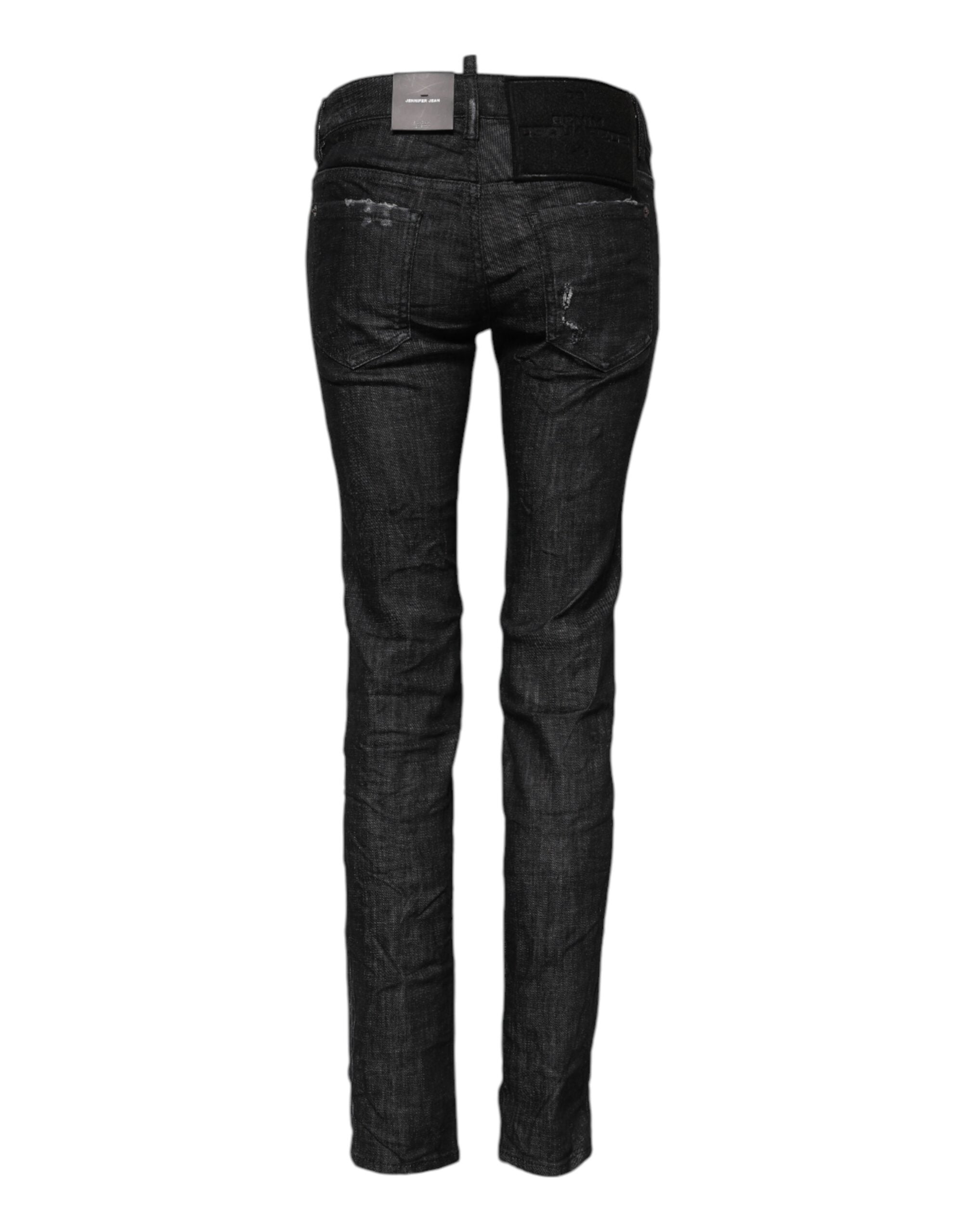 Dsquared² Black Cotton Low Waist Skinny Denim Jeans Glam Steals