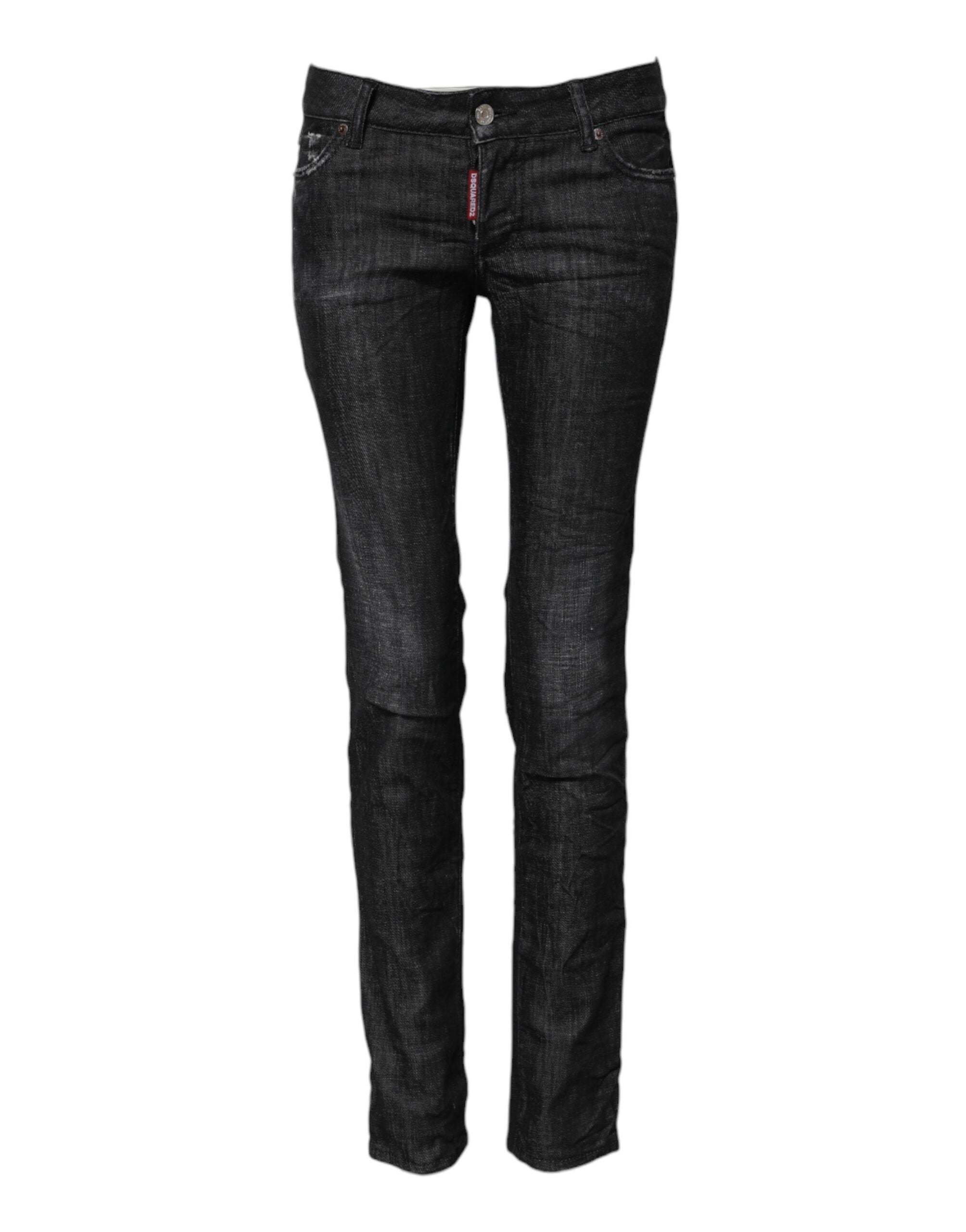 Dsquared² Black Cotton Low Waist Skinny Denim Jeans Glam Steals