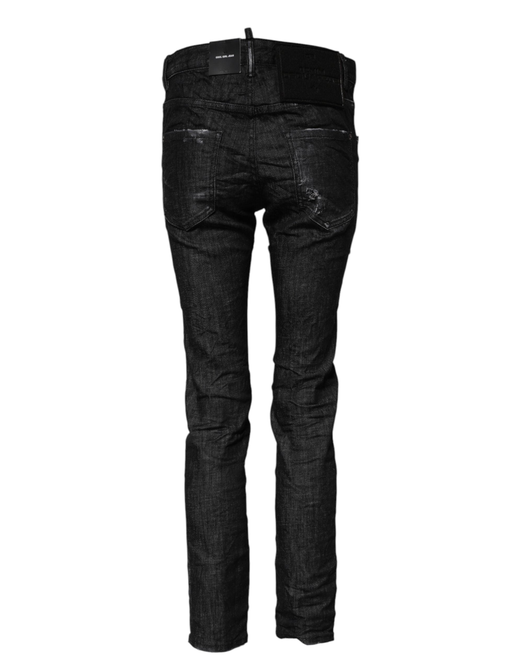 Dsquared² Black Cotton Washed Mid Waist Skinny Jeans Glam Steals
