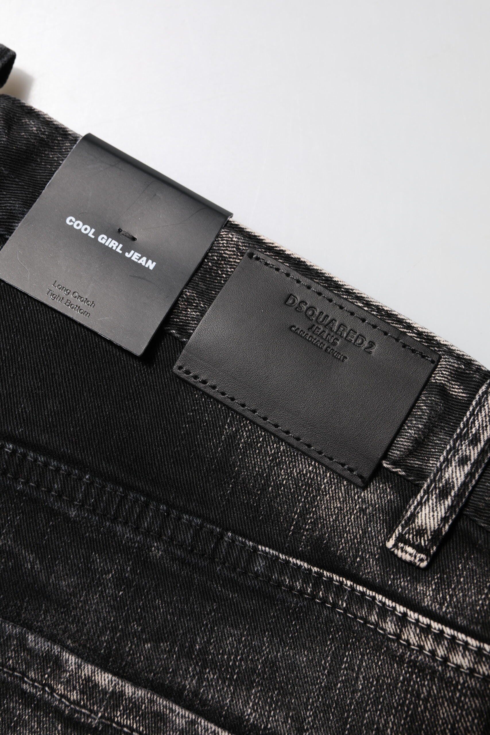 Dsquared² Black Denim Washed Mid Waist Tapered Jeans Glam Steals
