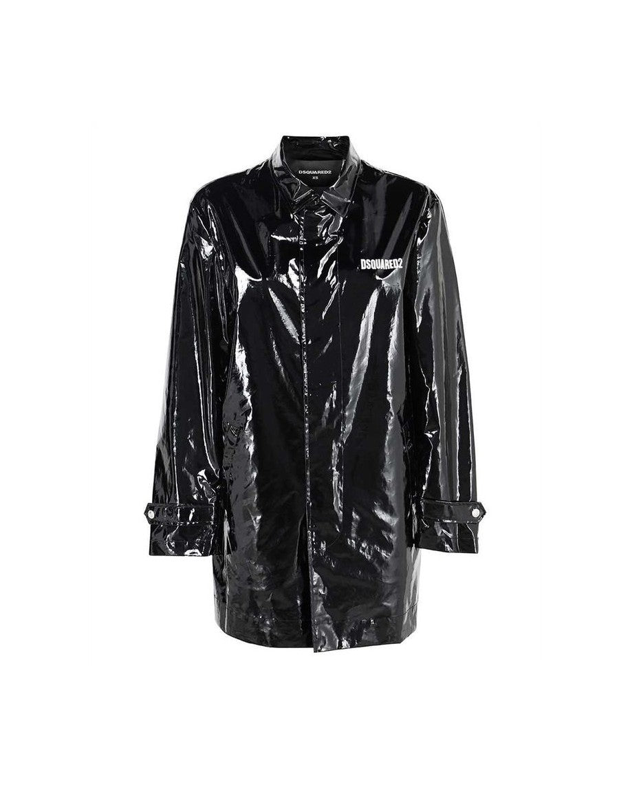 Dsquared² Black Polyethylene Coat Glam Steals