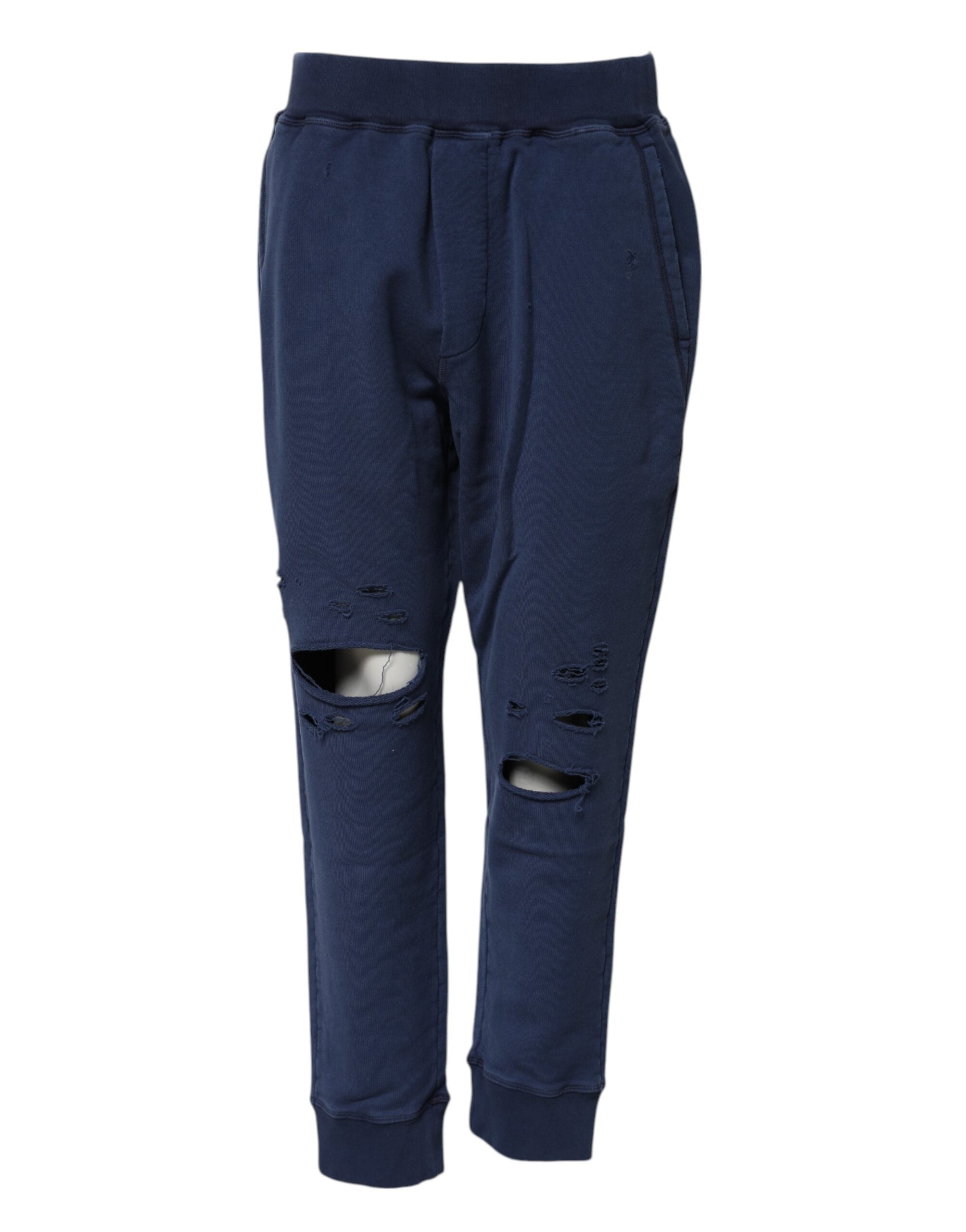 Dsquared² Blue Cotton Mid Waisted Jogger Pant Glam Steals