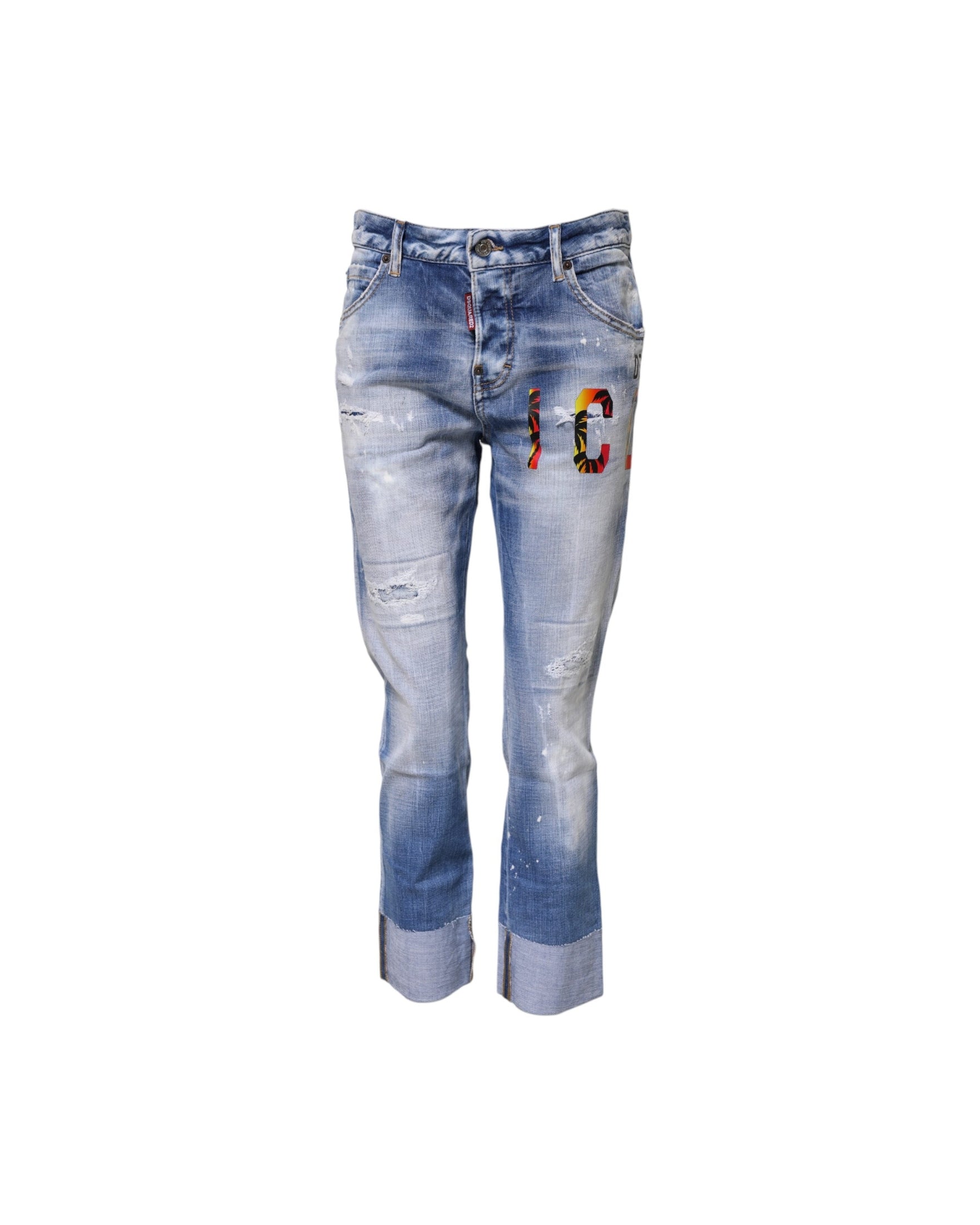 Dsquared² Blue Cotton Washed Mid Waist Skinny Denim Jeans Glam Steals