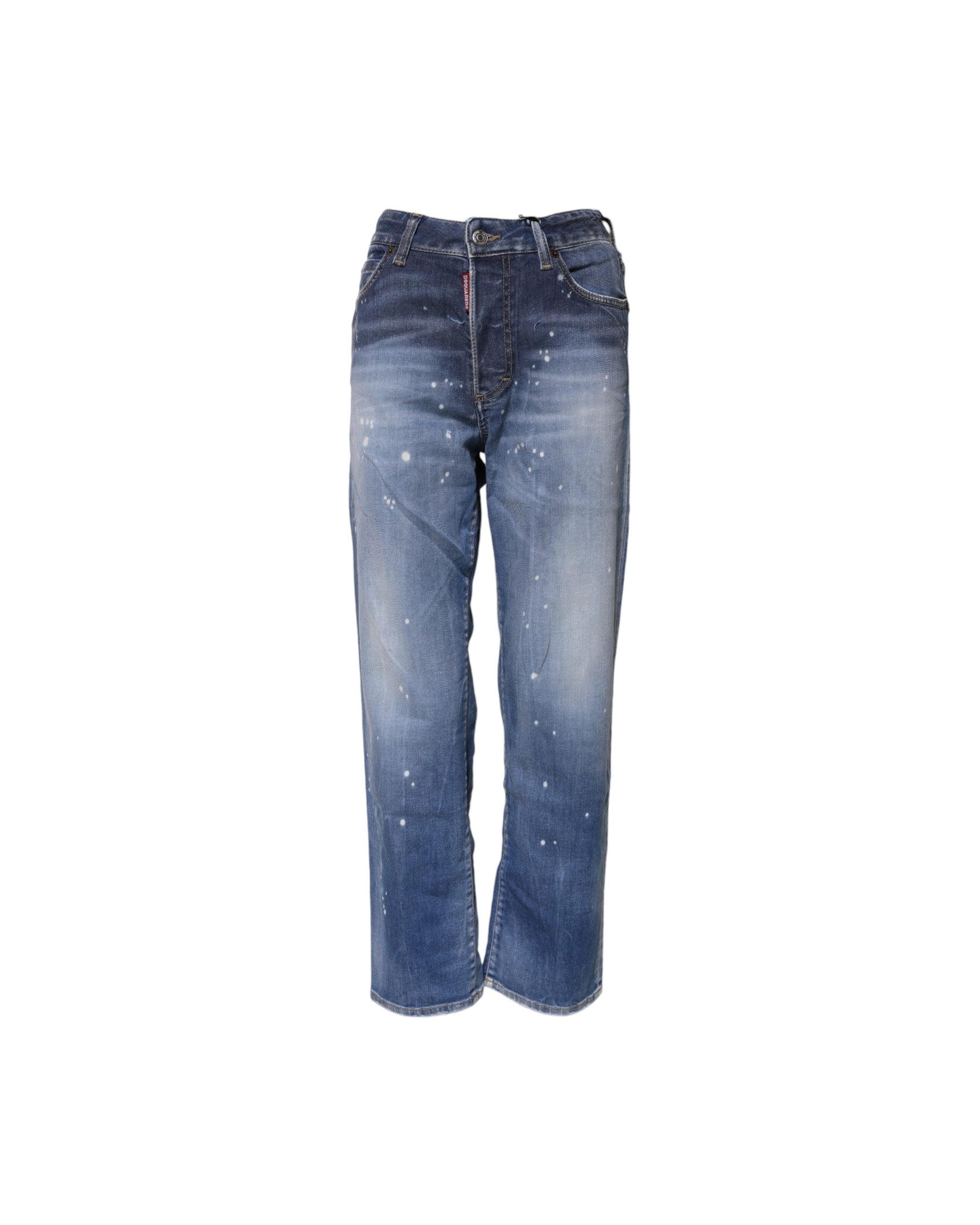 Dsquared² Blue Cotton Washed Mid Waist Straight Jeans Glam Steals