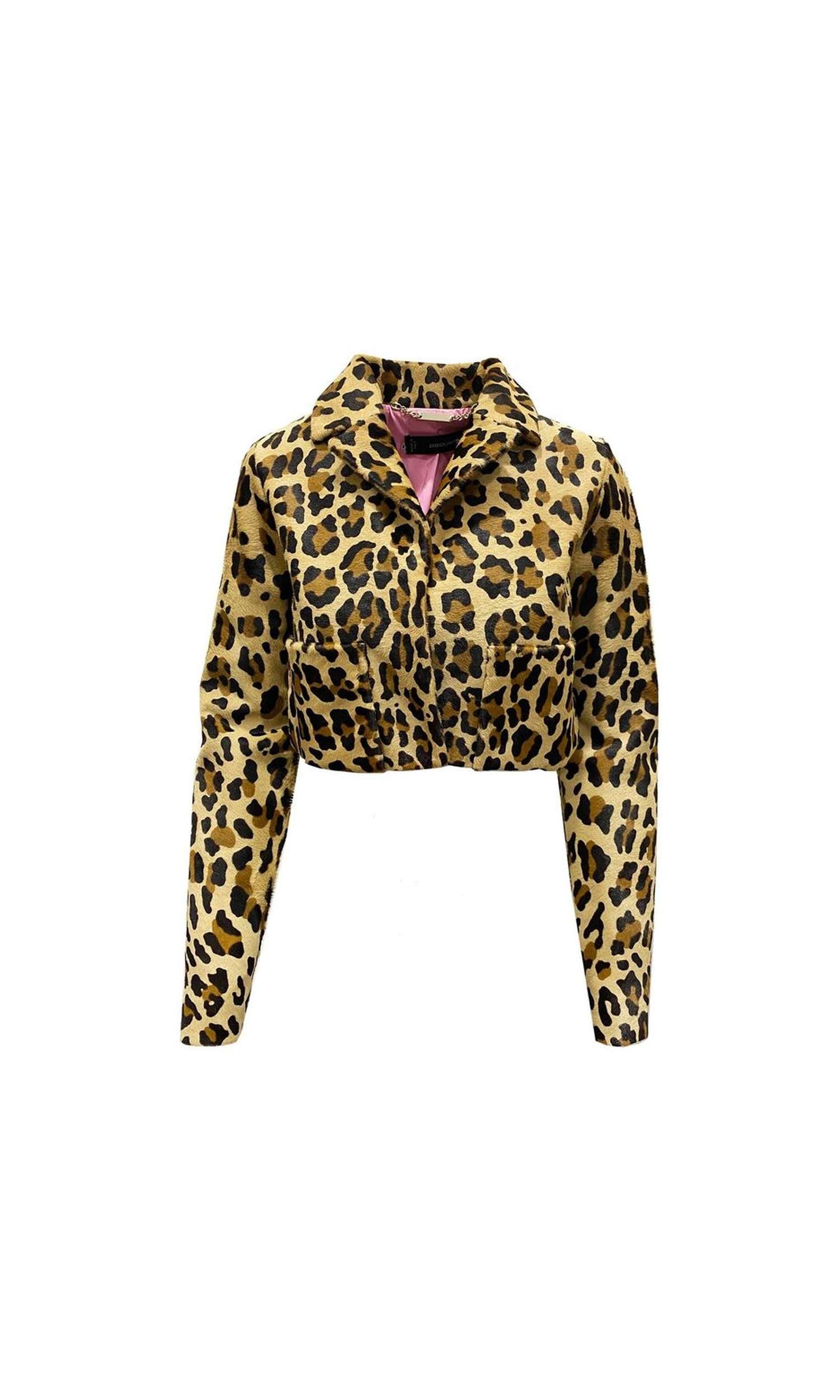 Dsquared² Leopard Calf Hair Cropped Jacket Glam Steals