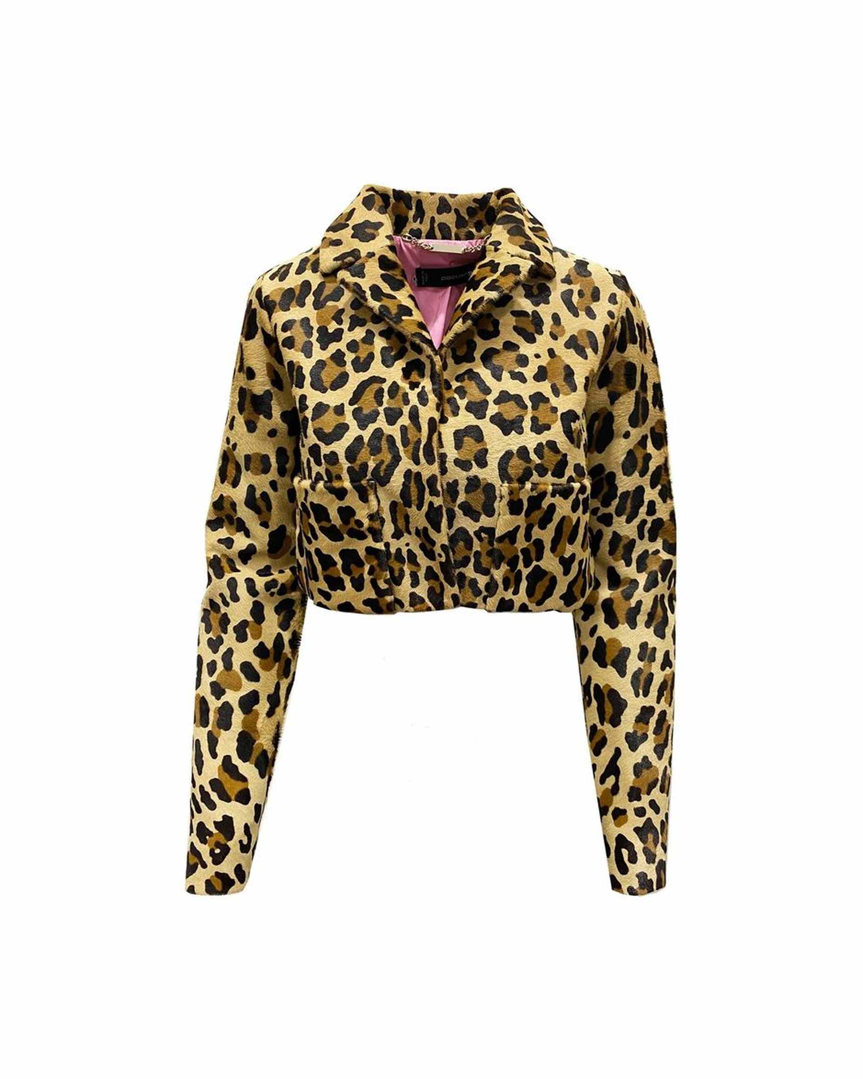 Dsquared² Leopard Calf Hair Cropped Jacket Glam Steals