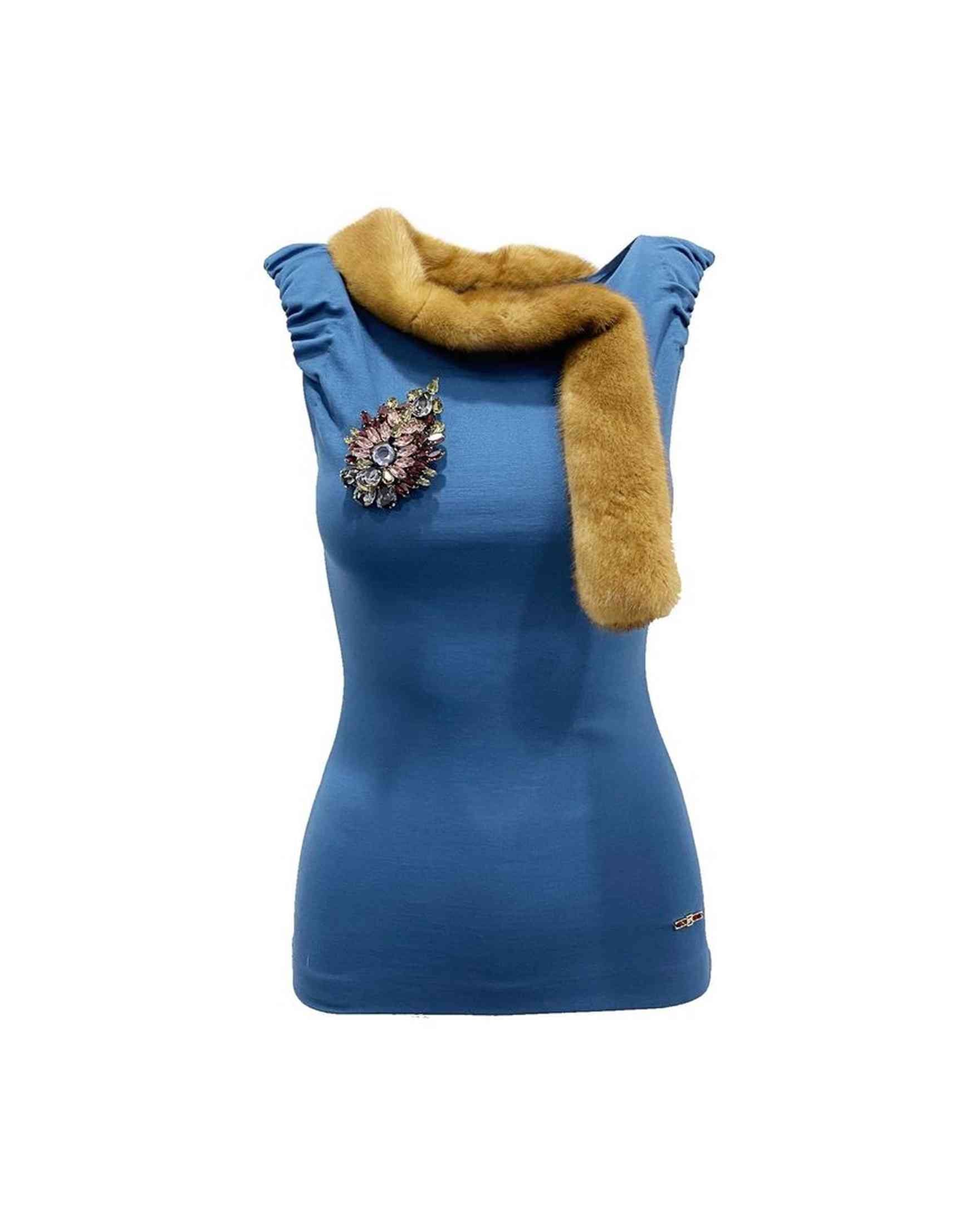 Dsquared² Mink Collar Sleeveless Top Glam Steals