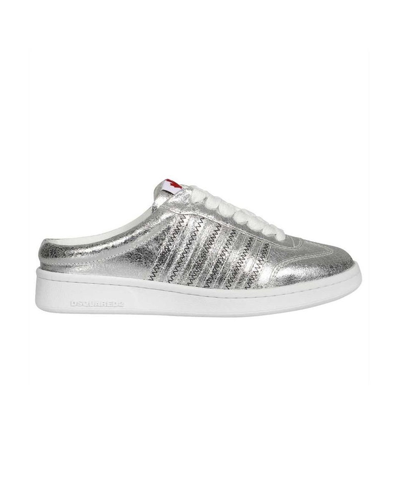 Dsquared² Silver Calfskin Sneakers Glam Steals