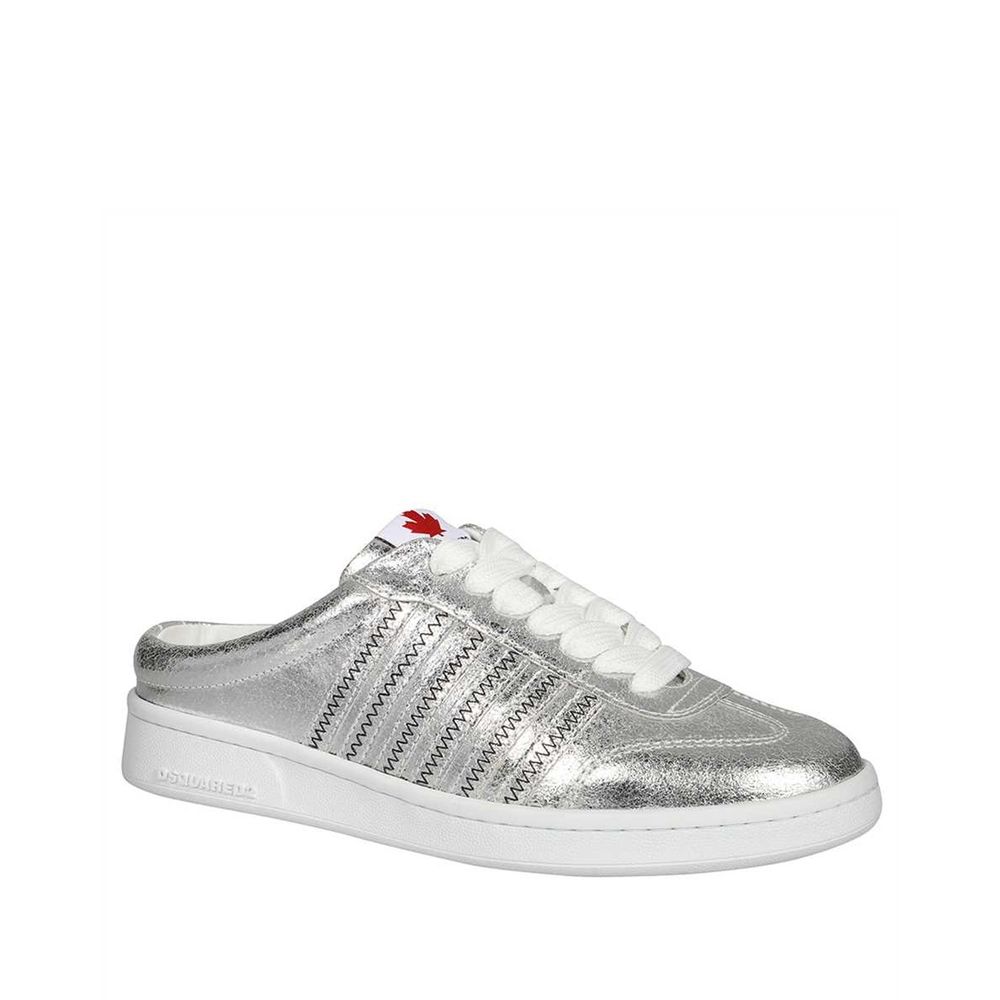 Dsquared² Silver Calfskin Sneakers Glam Steals