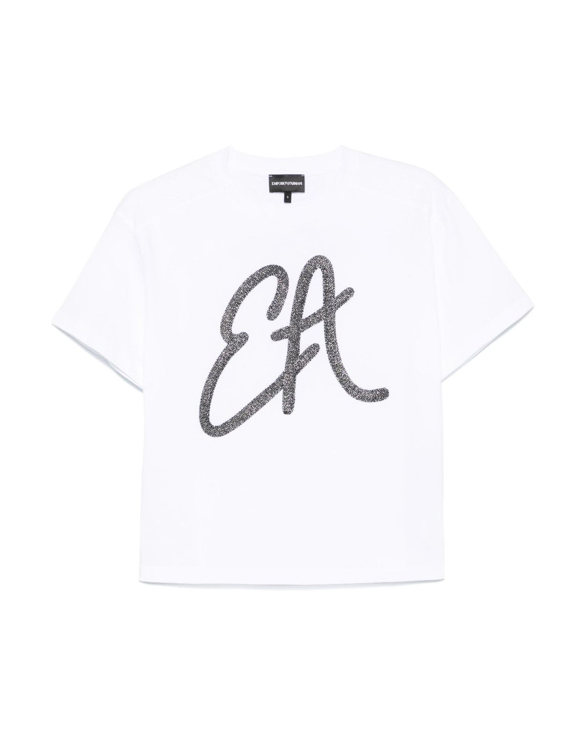 Emporio Armani Cotton Jersey T-shirt with Maxi Lurex Logo Glam Steals