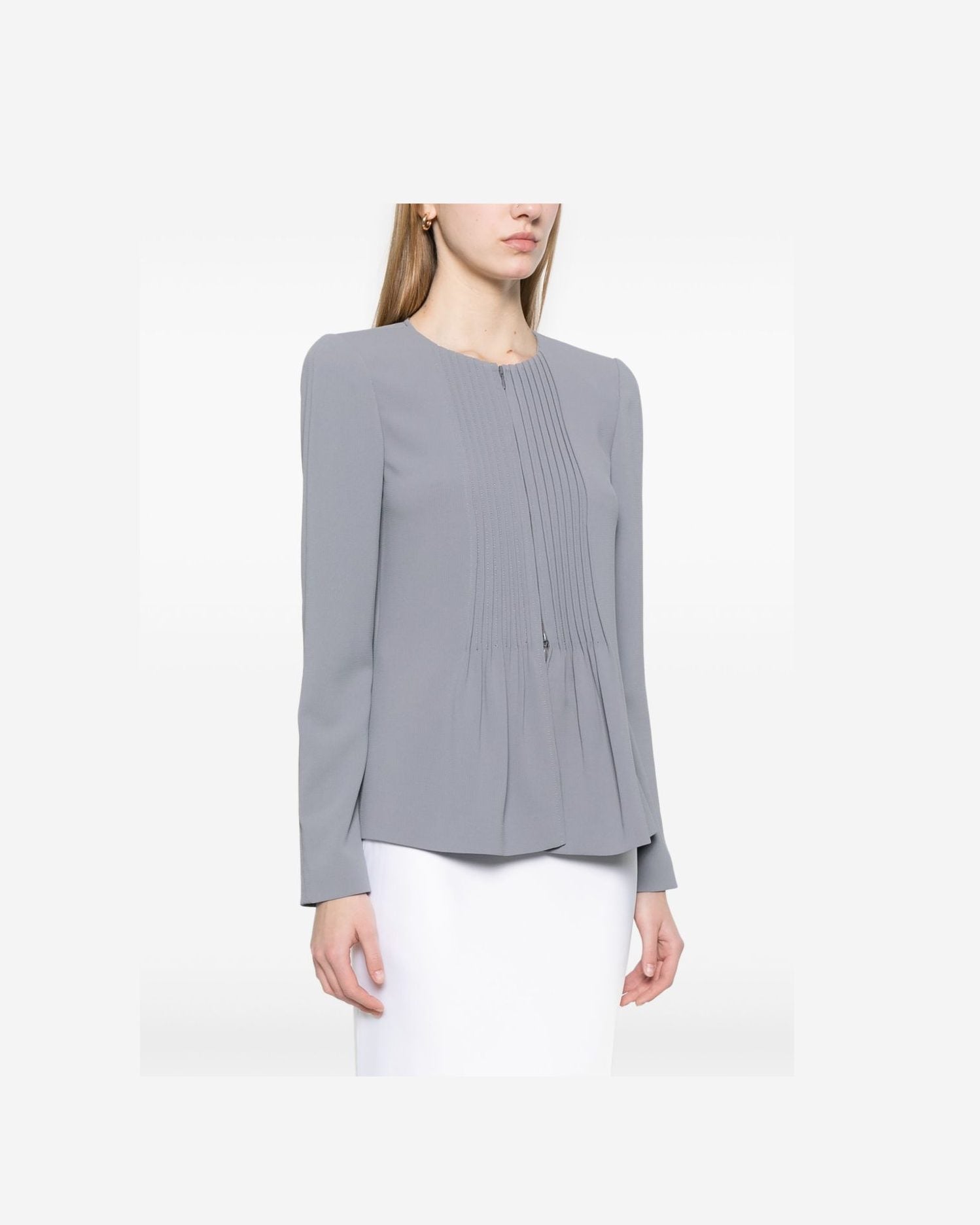 Emporio Armani Jacket in Fluid Woven Fabric with Pleats Glam Steals