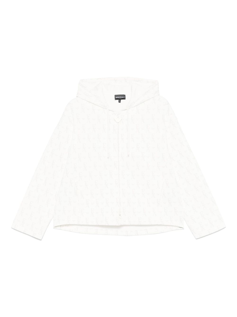 Emporio Armani Jersey Zip Up Hoodie in Double with All Over Lettering