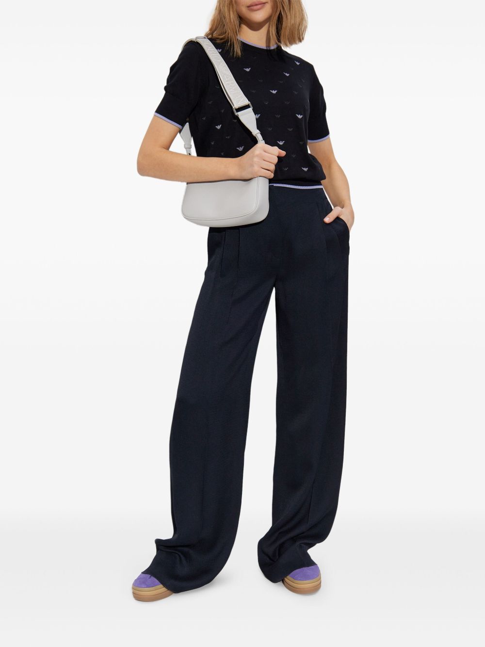Emporio Armani Jumper with All Over Micro Eagle Embroidery Glam Steals