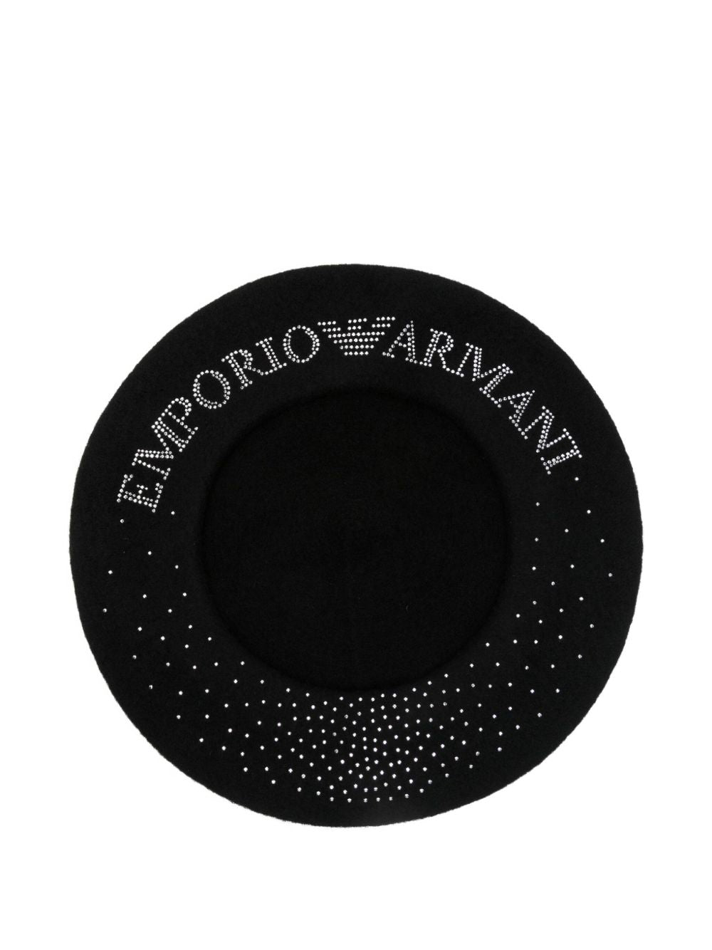 Emporio Armani Wool Beret with Micro Studded Logo Glam Steals