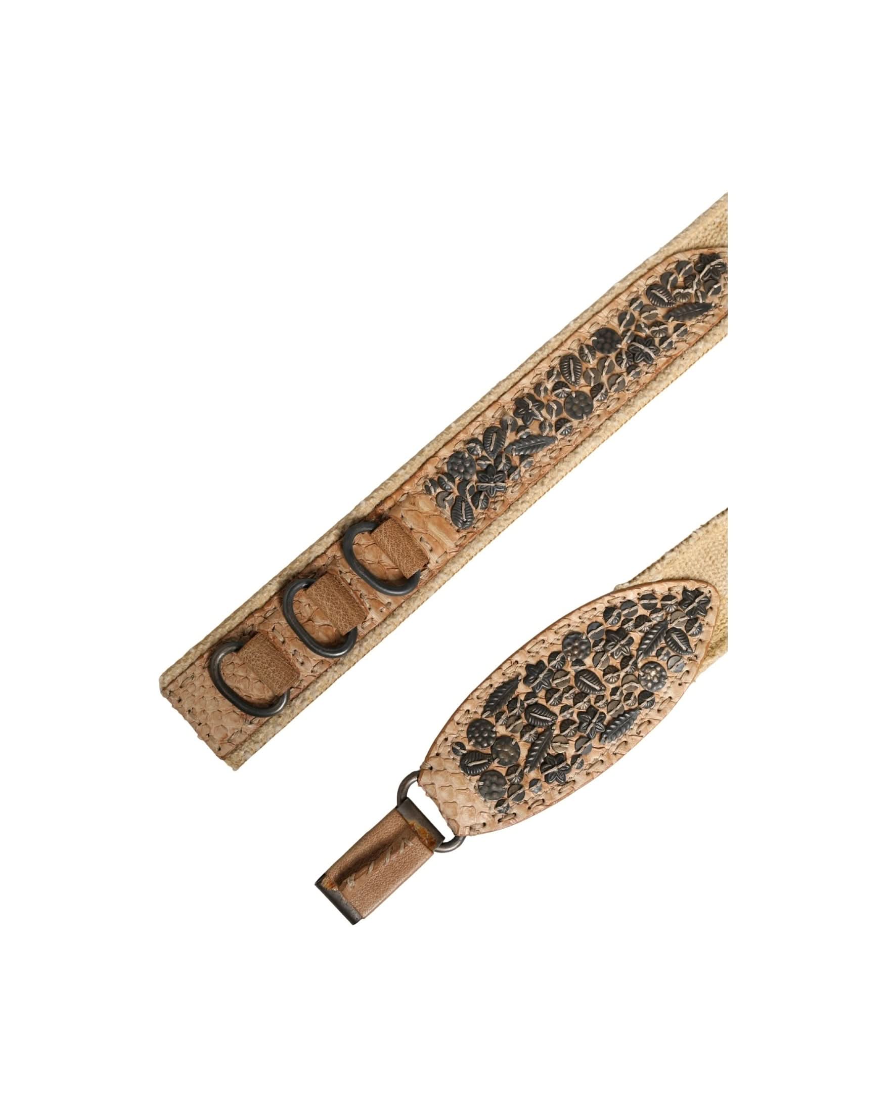 Ermanno Scervino Beige Canvas Embellished Metal Buckle Belt 