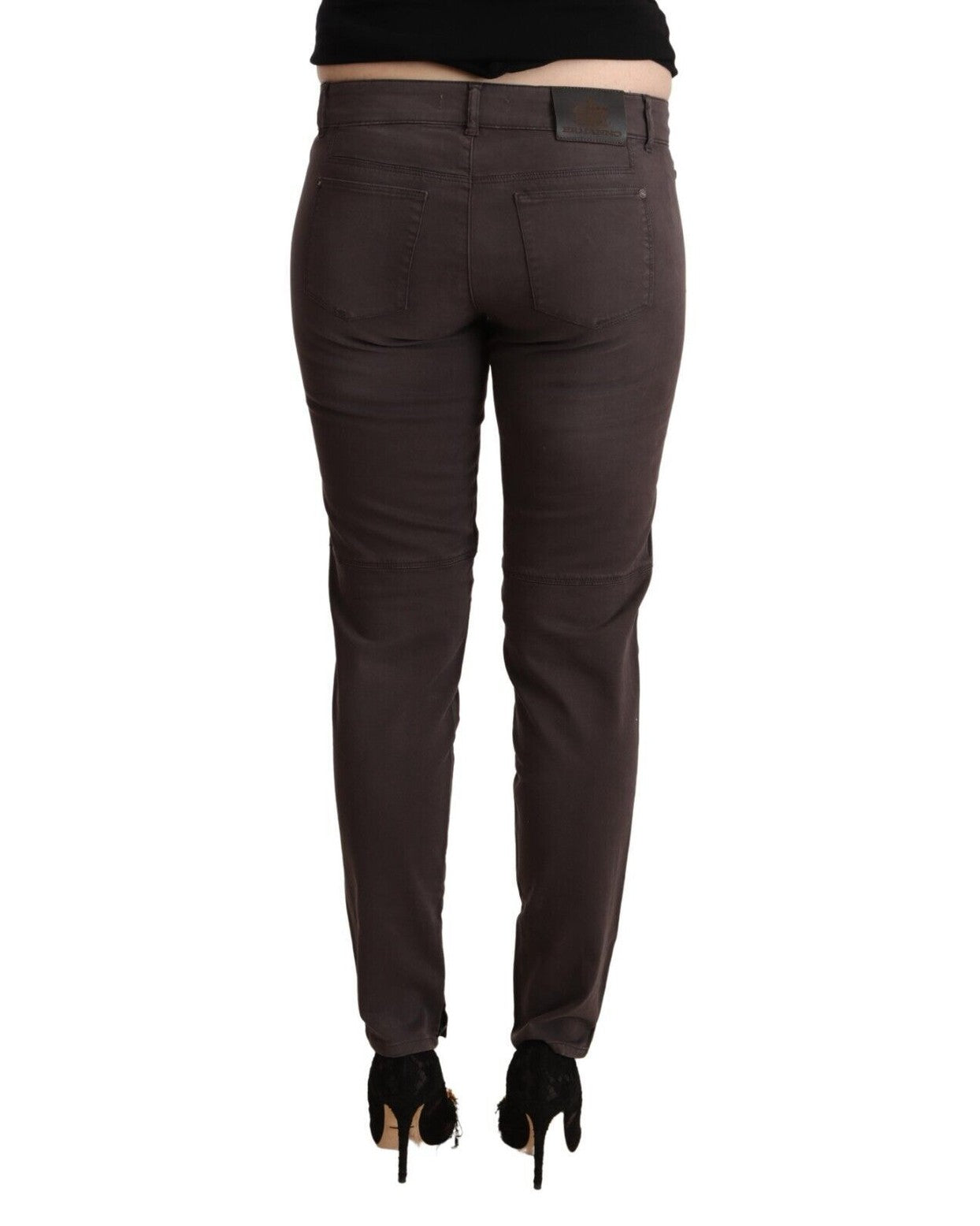 Ermanno Scervino Brown Cotton Low Waist Slim Fit Pant 